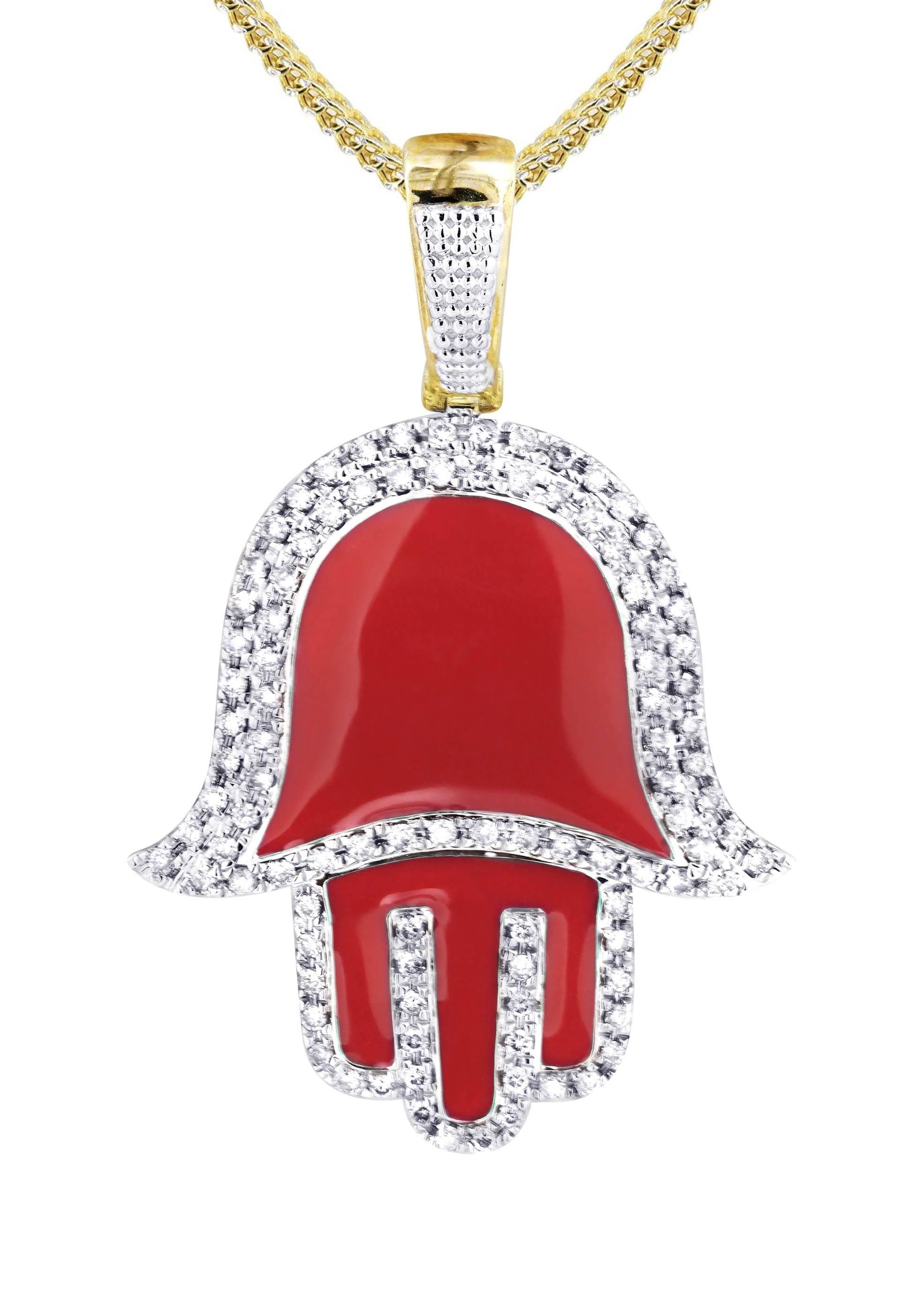 10K Yellow Gold Hamsa Diamond Necklace  | 0.8 Carats - Image 2