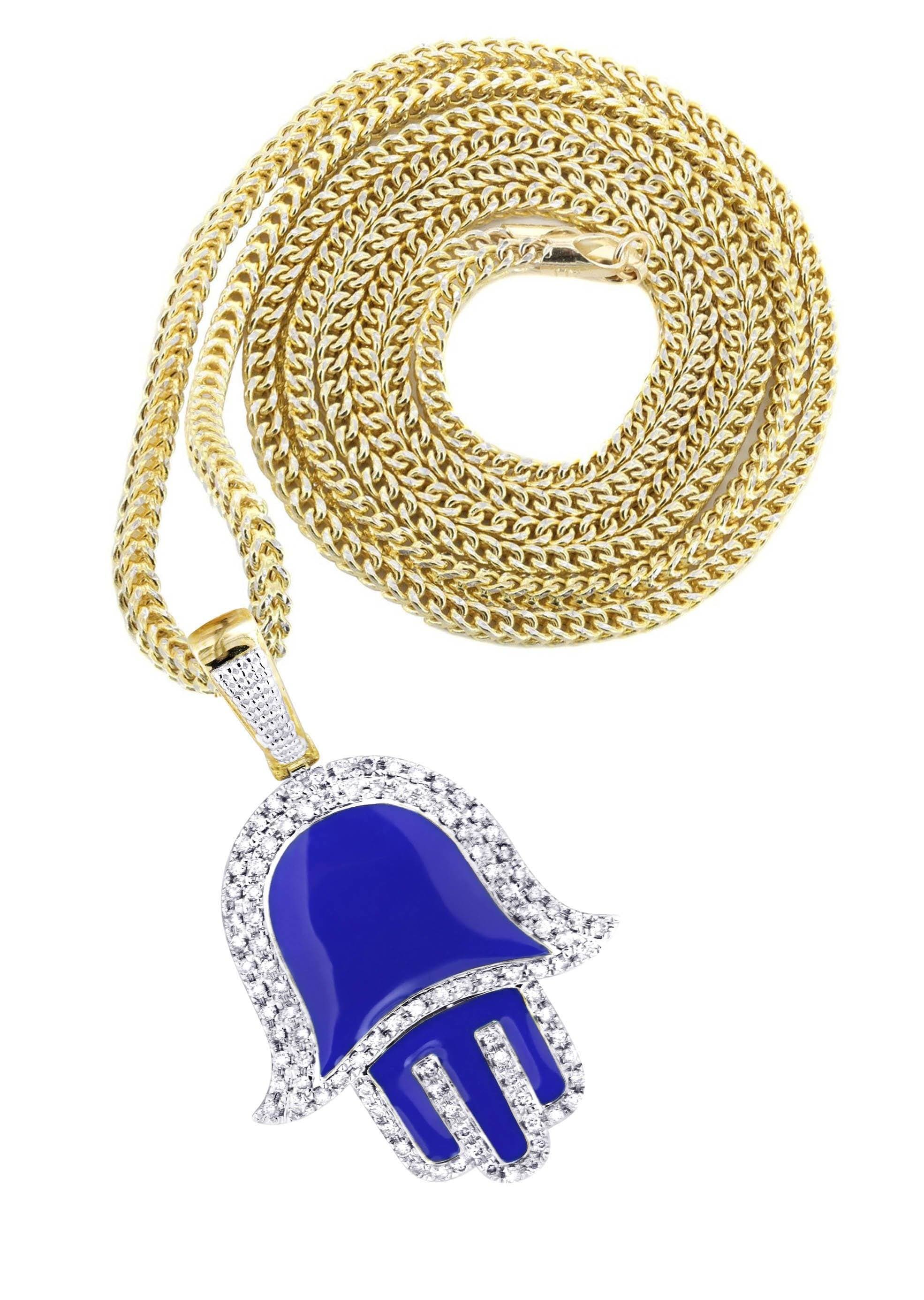 10K Yellow Gold Hamsa Diamond Necklace | 0.8 Carats