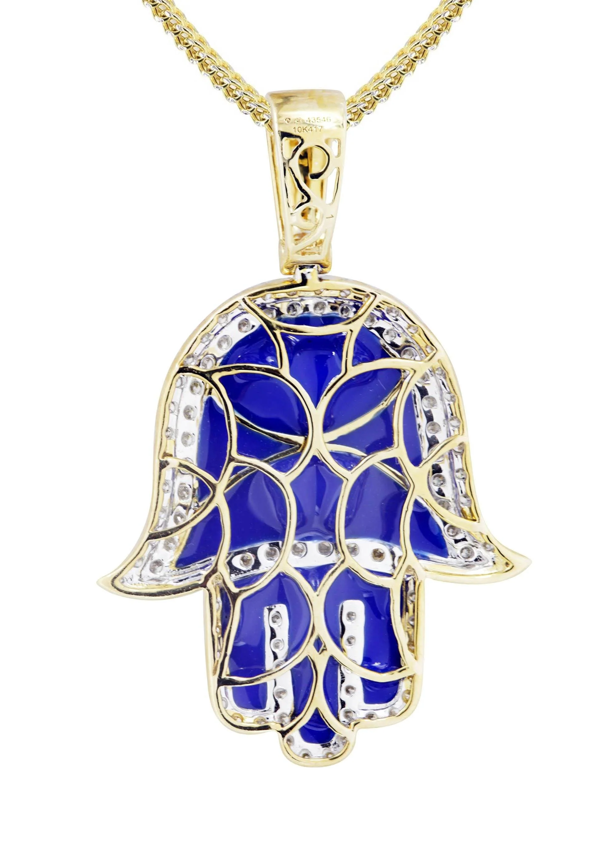 10K Yellow Gold Hamsa Diamond Necklace | 0.8 Carats - Image 3