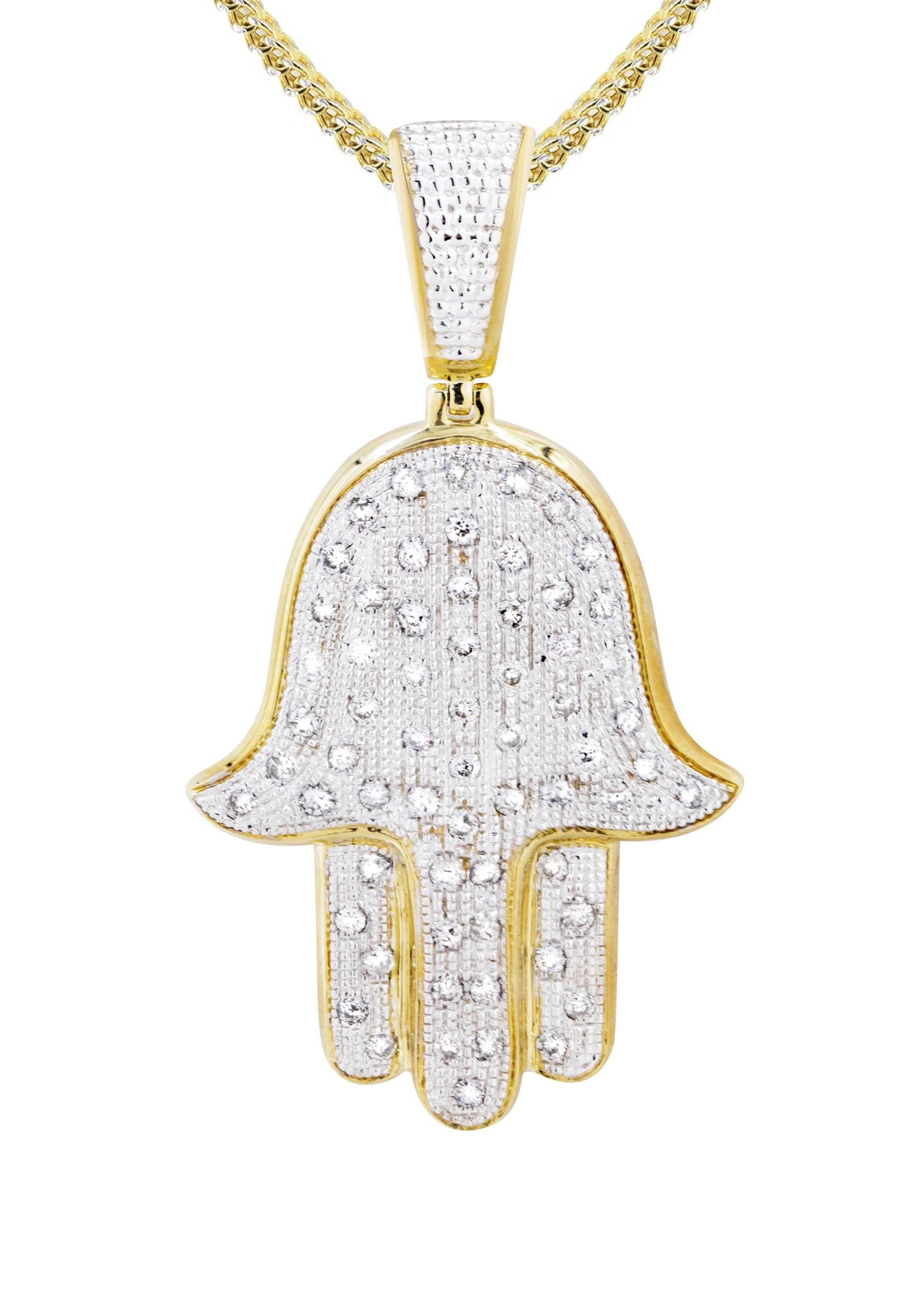 10K Yellow Gold Hamsa Diamond Necklace  | 1.09 Carats - Image 2