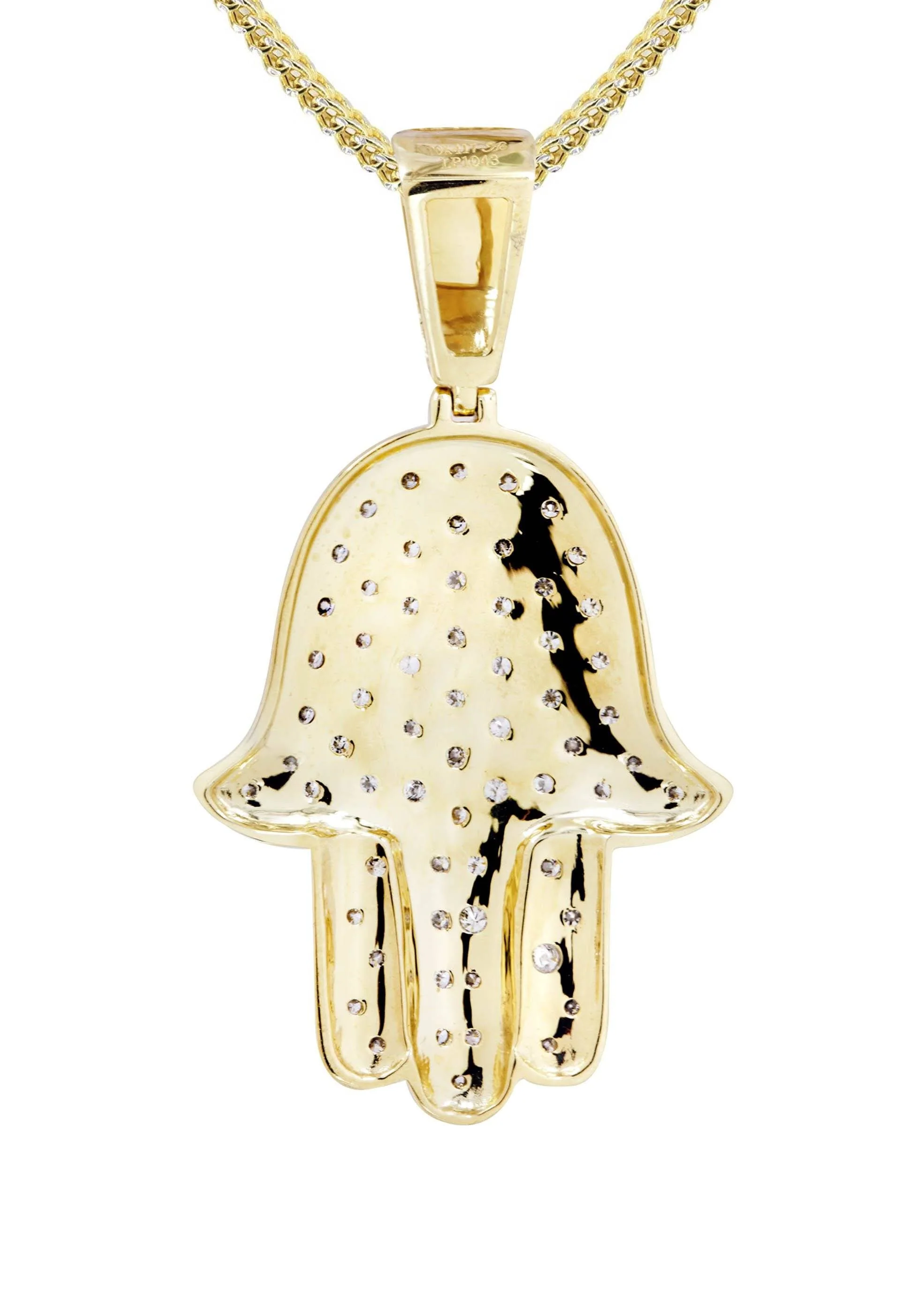 10K Yellow Gold Hamsa Diamond Necklace  | 1.09 Carats - Image 3