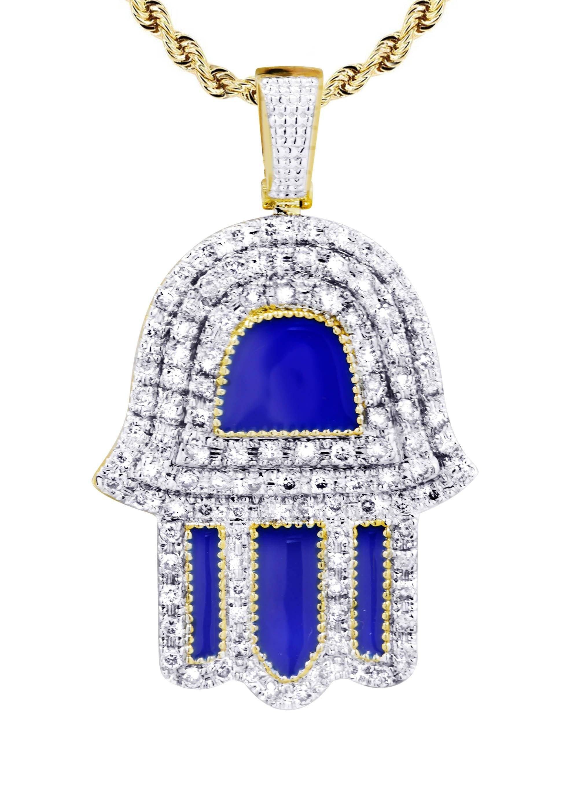10K Yellow Gold Hamsa Diamond Necklace  | 0.76 Carats - Image 2