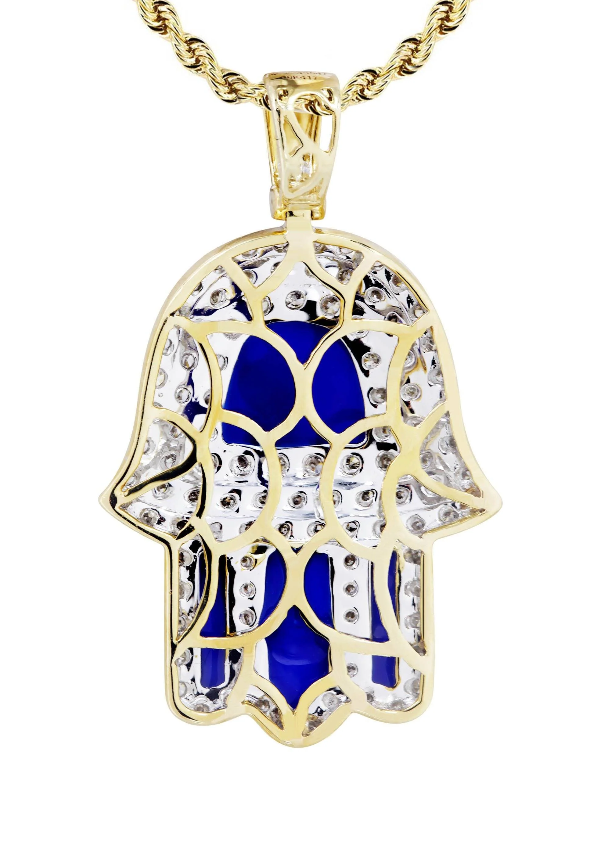 10K Yellow Gold Hamsa Diamond Necklace  | 0.76 Carats - Image 3