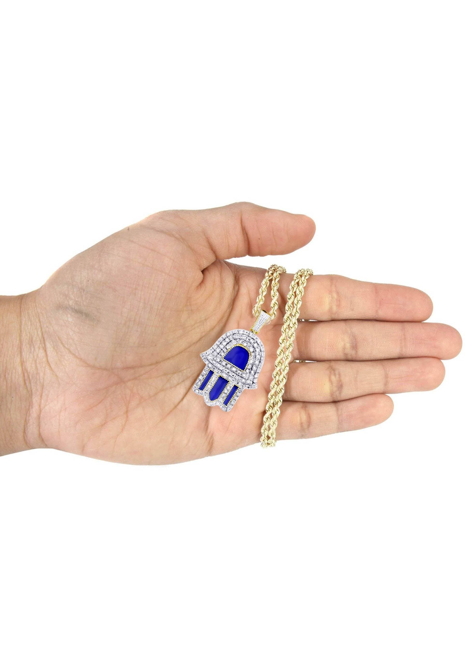 10K Yellow Gold Hamsa Diamond Necklace  | 0.76 Carats - Image 5