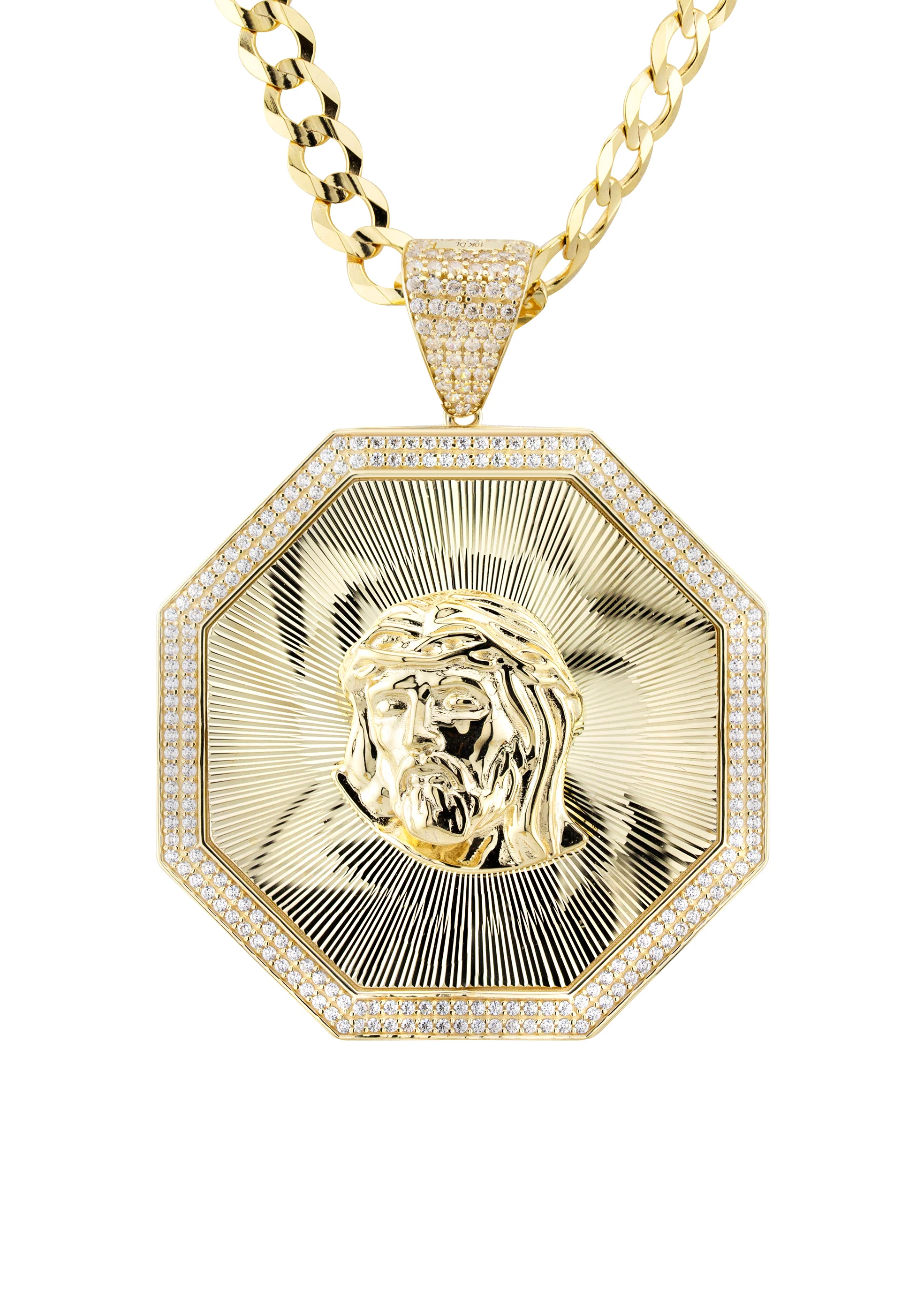 10K Yellow Gold Jesus Head Necklace | Appx. 14 - 28 Grams - Image 2