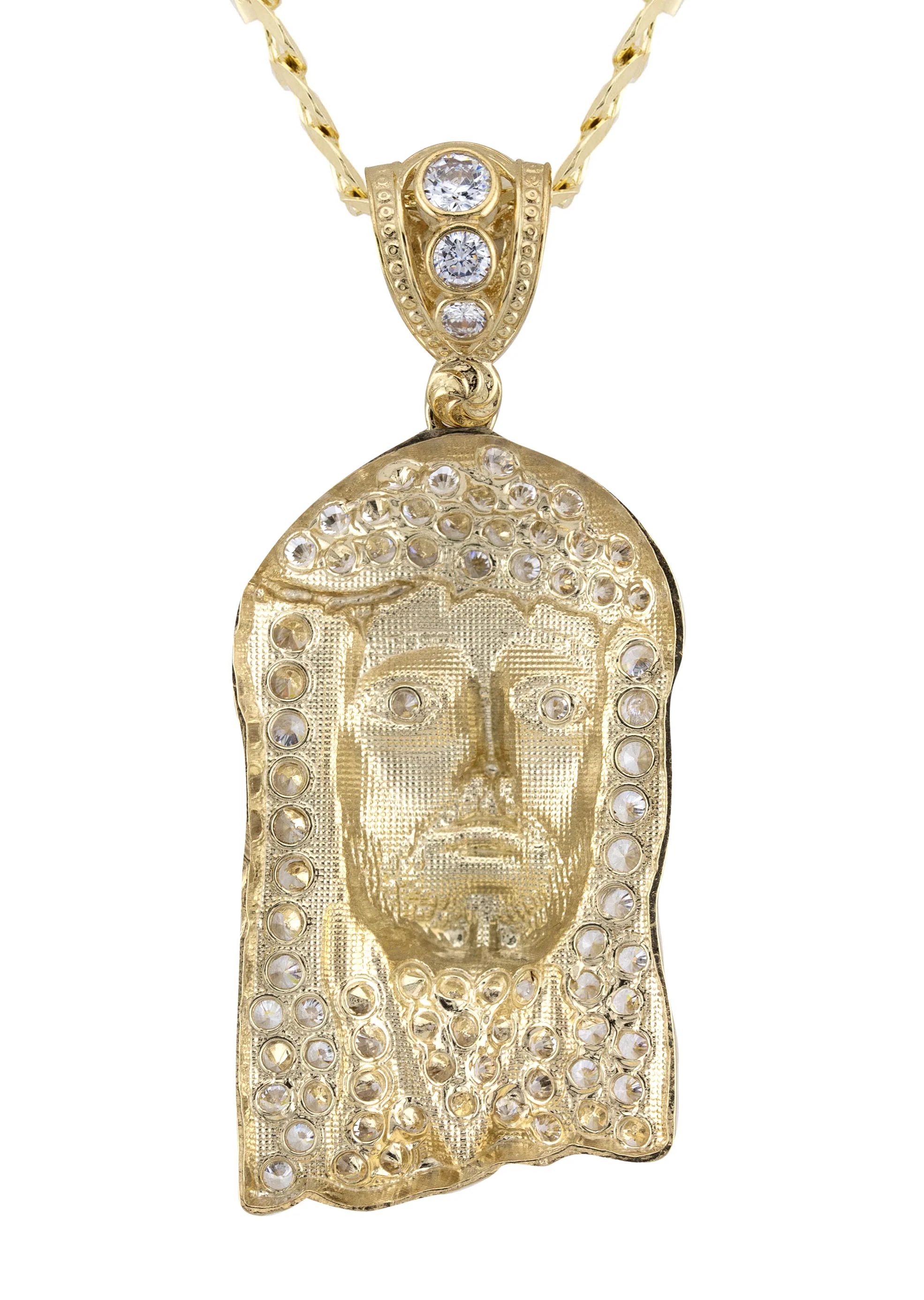 10K Yellow Gold Jesus Head Necklace | Small 12 Grams - Large 27 Grams - Image 3