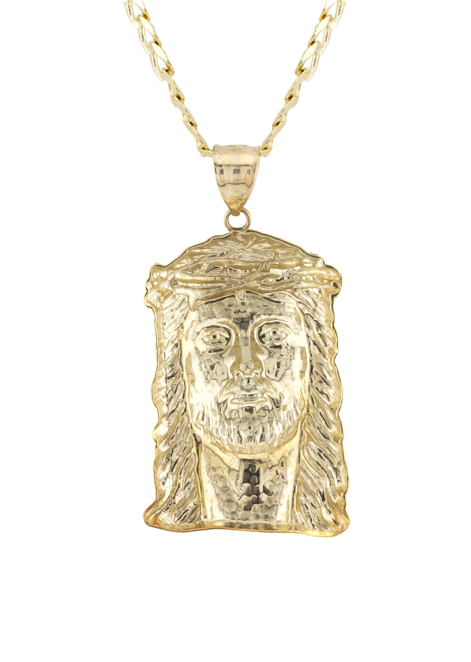 10K Yellow Gold Jesus Head Necklace | Small 5 Grams - Large 17 Grams - Image 3