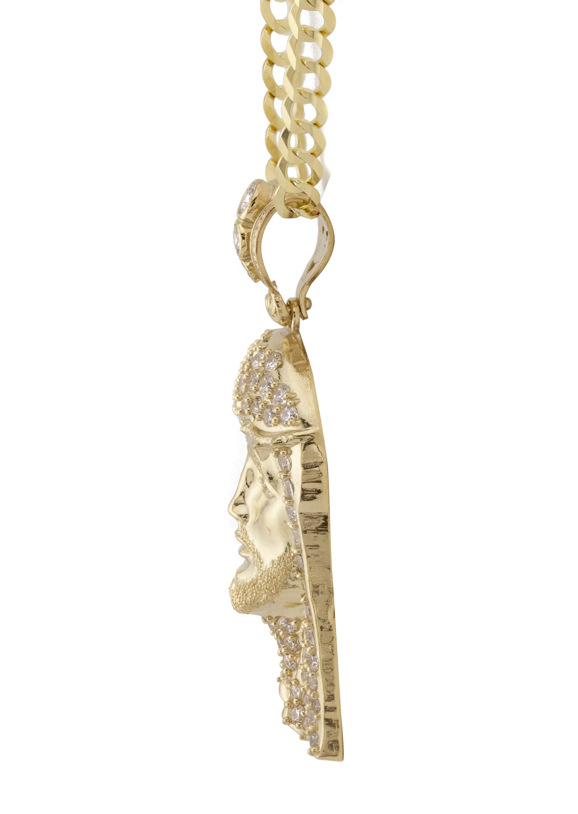 10K Yellow Gold Jesus Head Necklace | Small 12 Grams - Large 27 Grams - Image 4