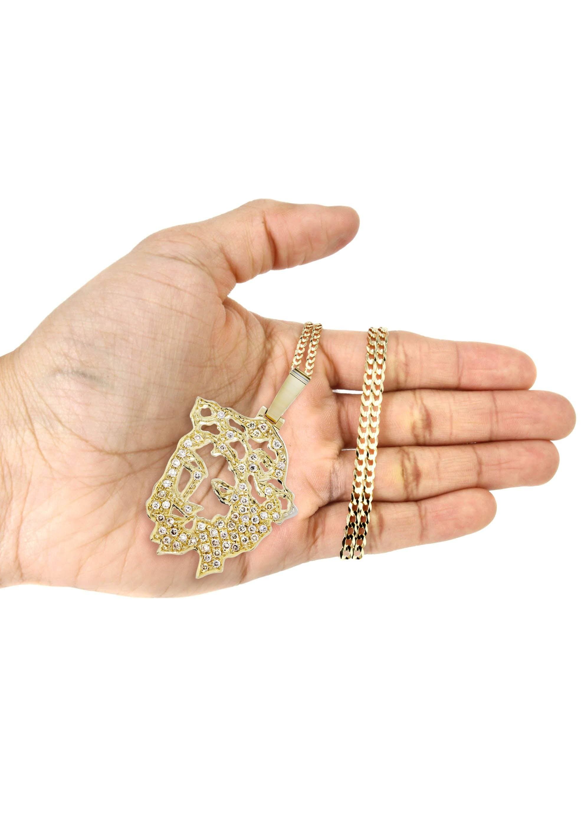10K Yellow Gold 3D Jesus Head Diamond Necklace  | 0.48 Carats - Image 5