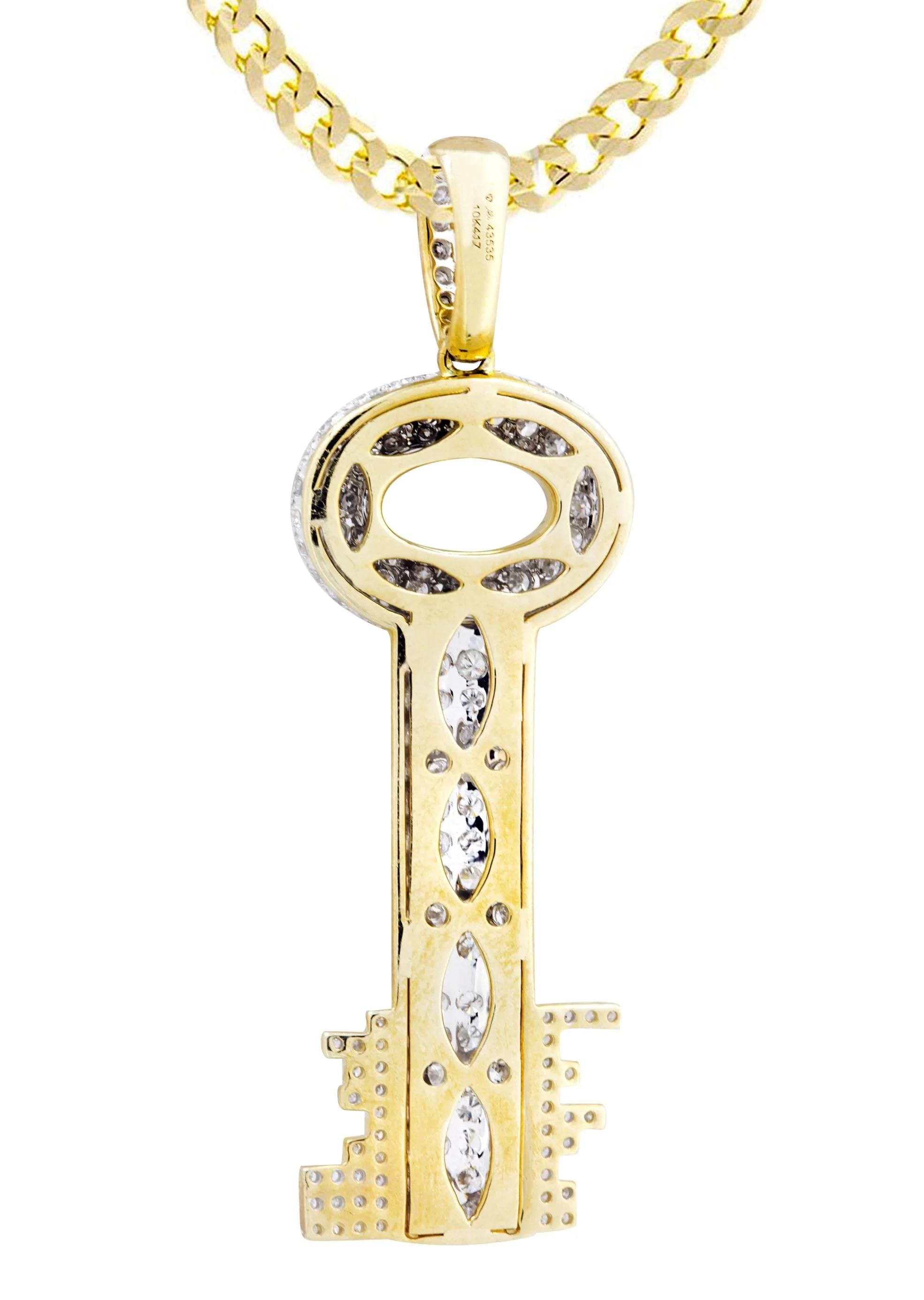 10K Yellow Gold Key Diamond Necklace  | 2.78 Carats - Image 3