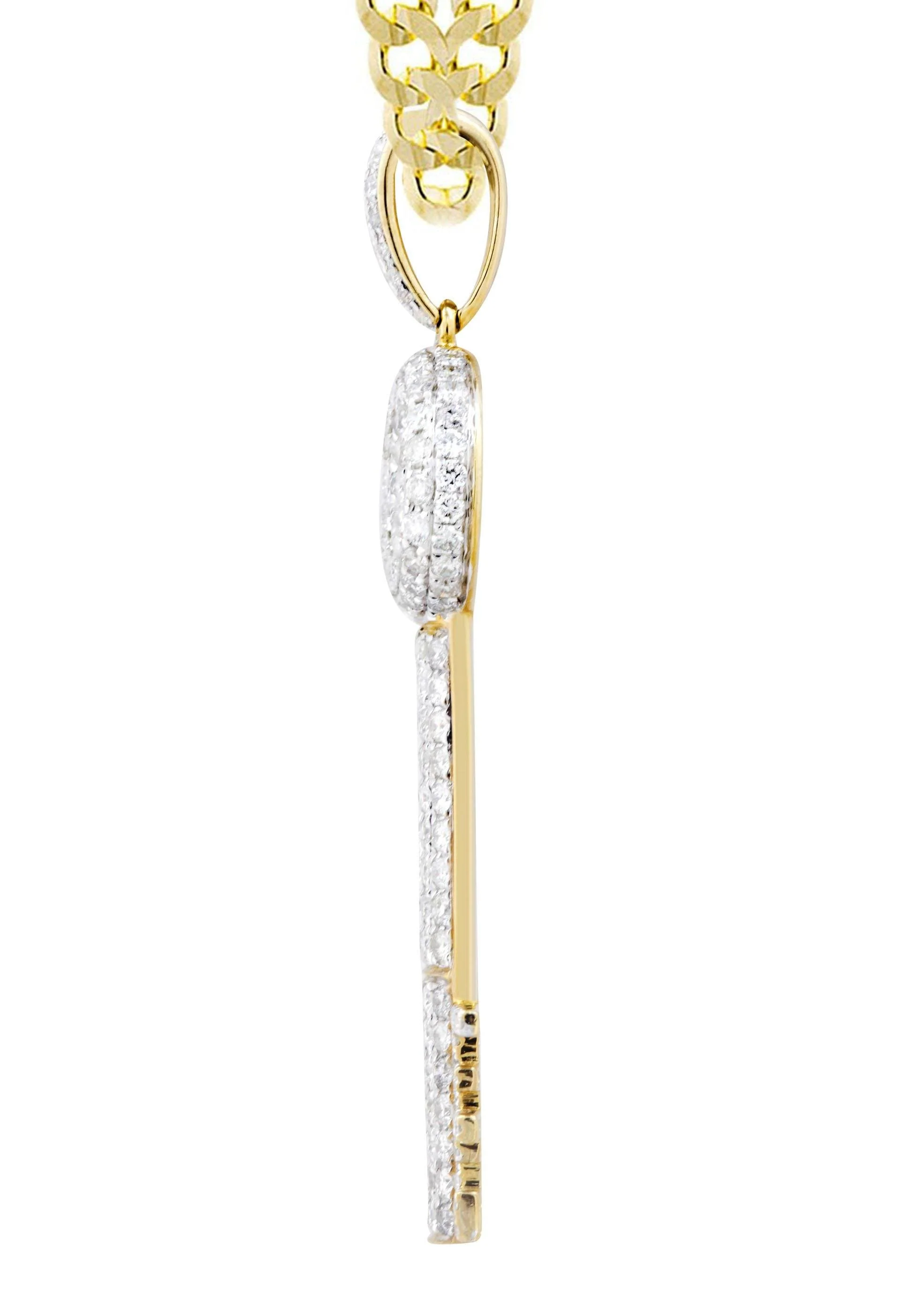 10K Yellow Gold Key Diamond Necklace  | 2.78 Carats - Image 4