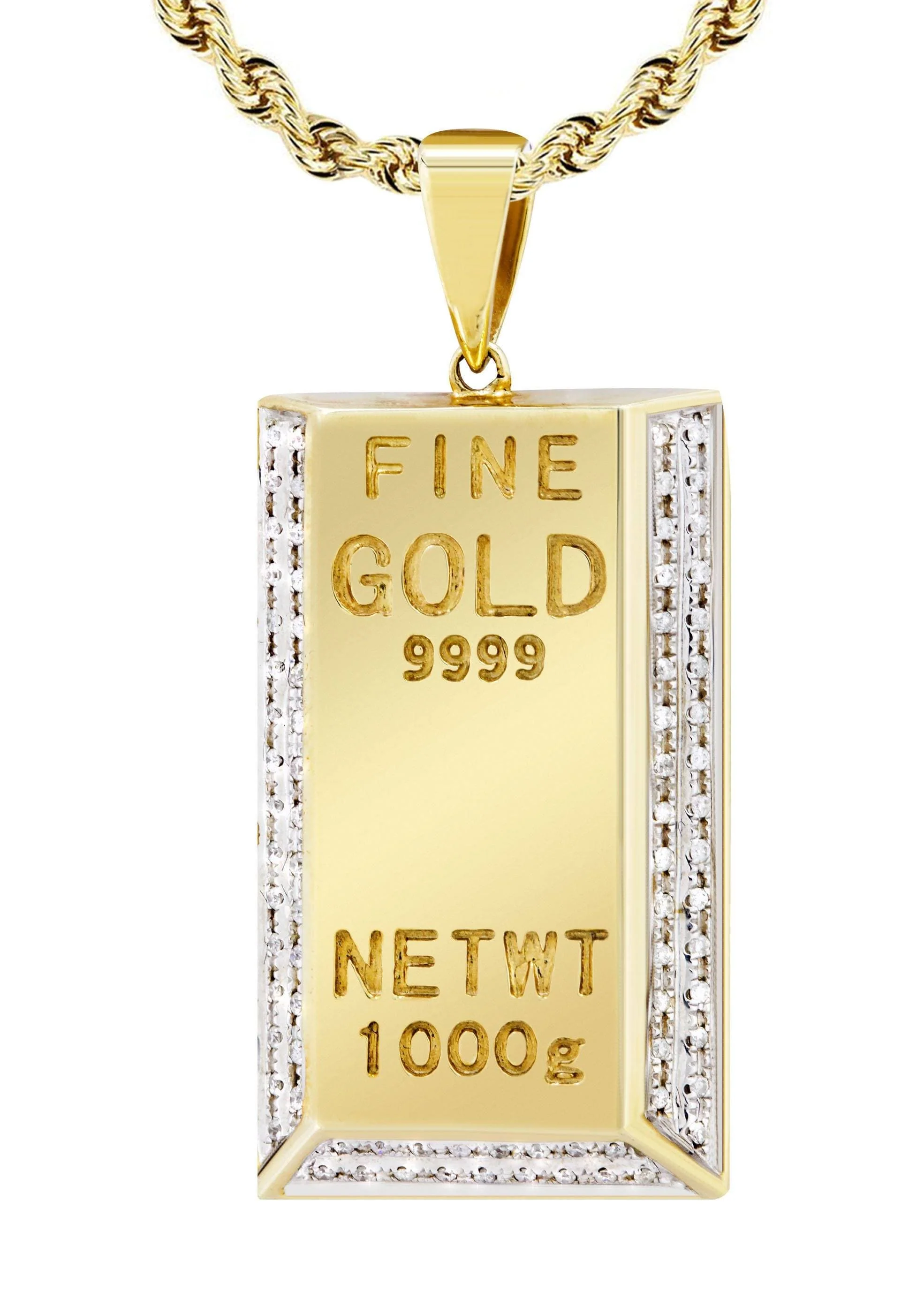 10K Yellow Gold Kilo Bar Diamond Necklace  | 0.33 Carats - Image 2