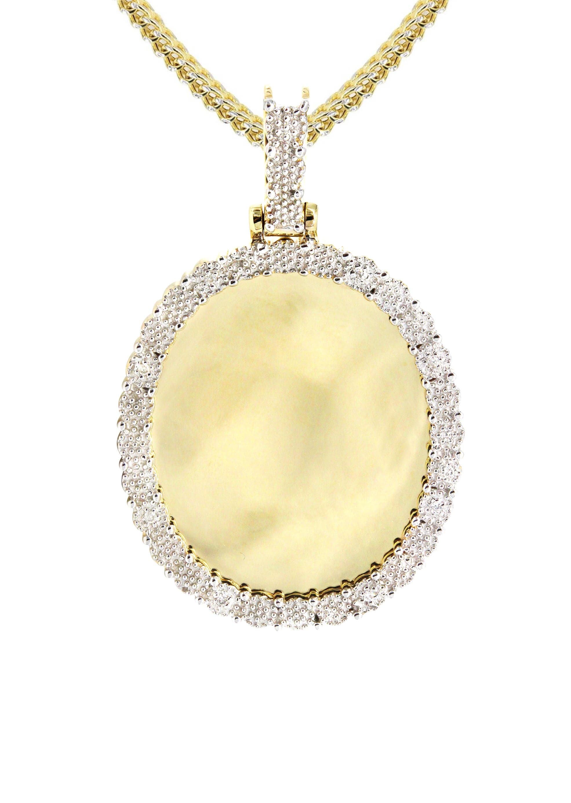10K Yellow Gold Medium Diamond Oval Picture Pendant Necklace | Appx. 19 Grams - Image 2