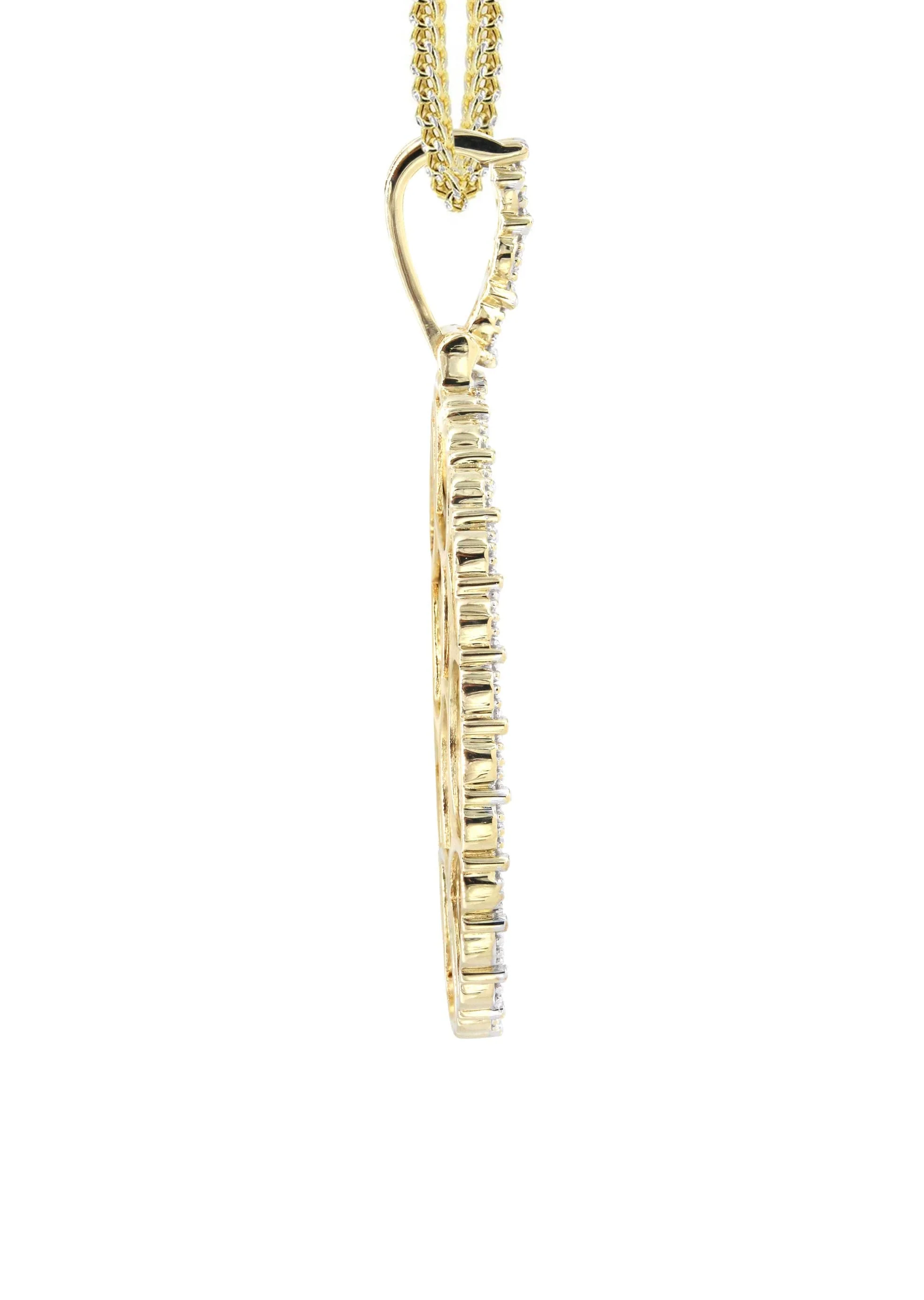 10K Yellow Gold Medium Diamond Oval Picture Pendant Necklace | Appx. 19 Grams - Image 4
