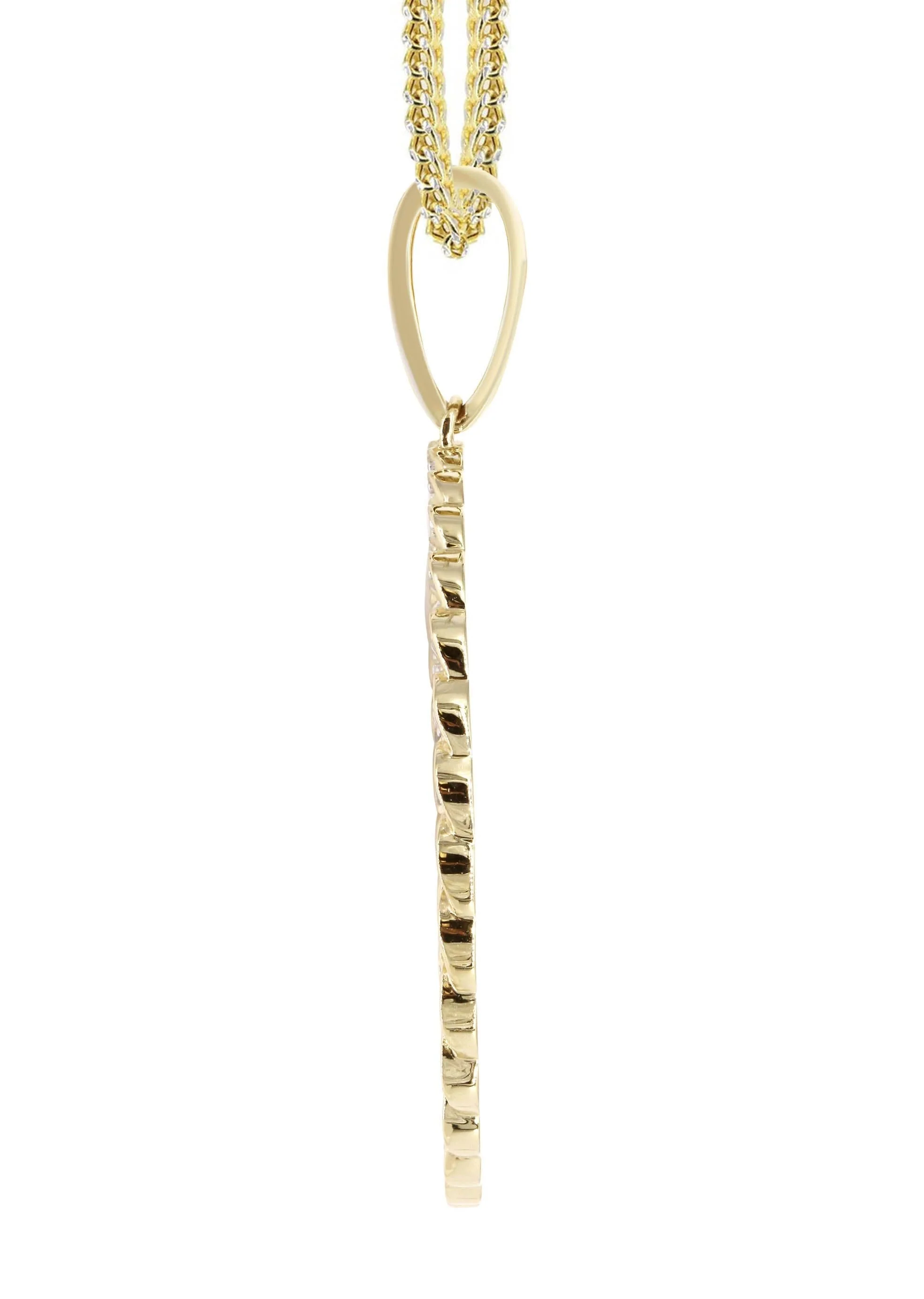 10K Yellow Gold Medium Diamond Round Cuban Picture Pendant Necklace | Appx. 21 Grams - Image 4