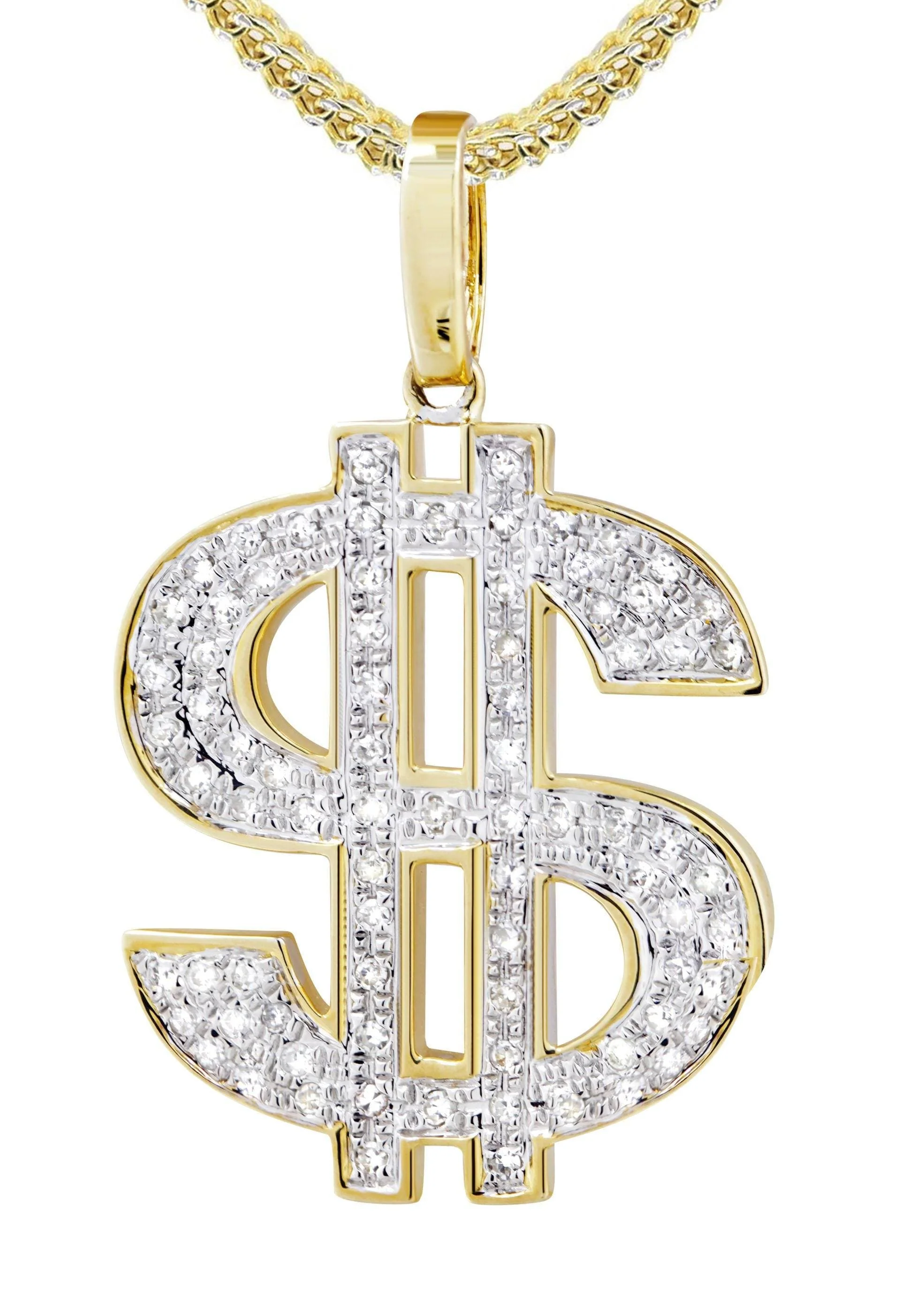 10K Yellow Gold Money Sign Diamond Necklace  | 0.59 Carats - Image 2