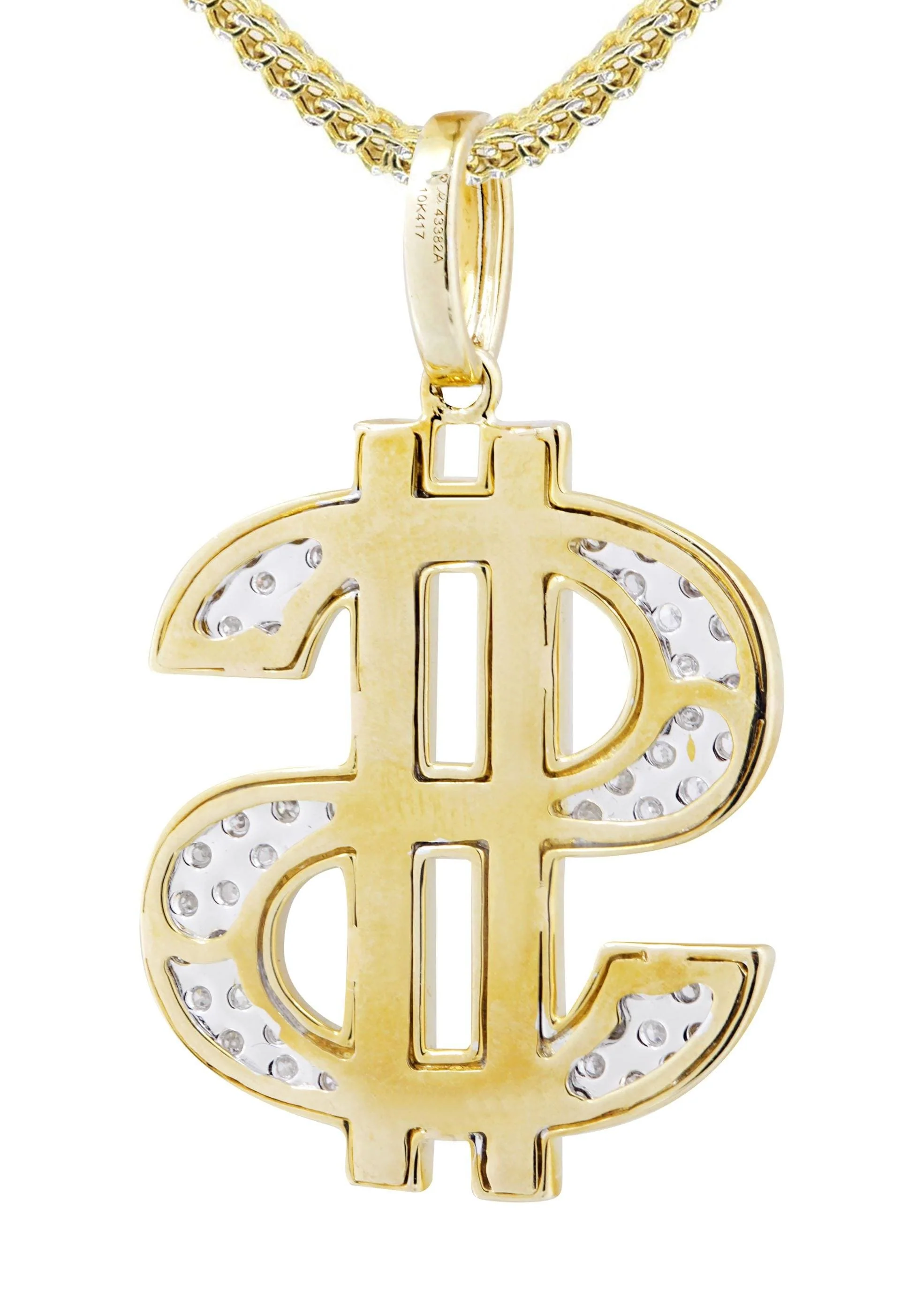 10K Yellow Gold Money Sign Diamond Necklace  | 0.59 Carats - Image 3