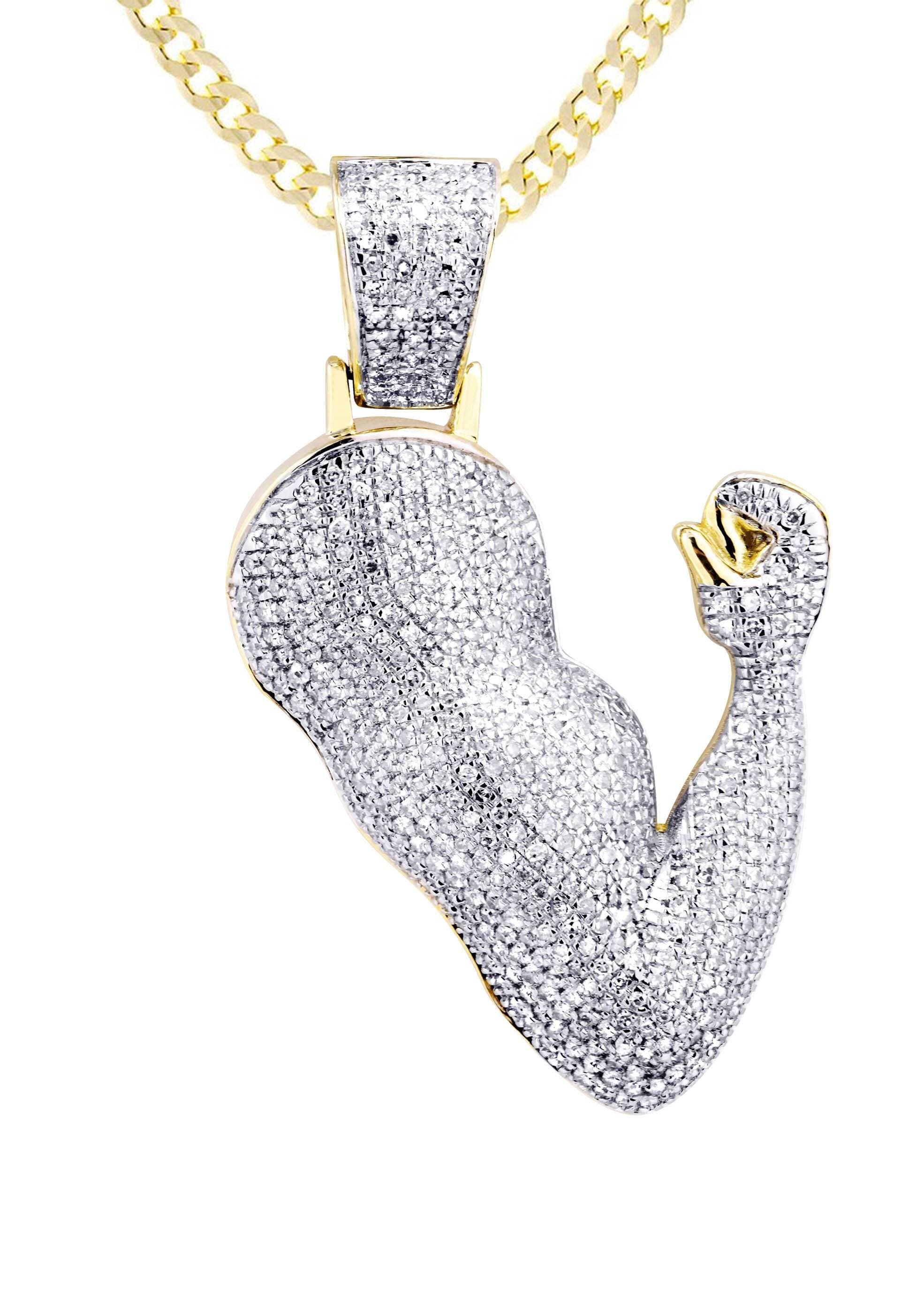 10K Yellow Gold Muscle Arm Diamond Necklace  | 0.97 Carats - Image 2