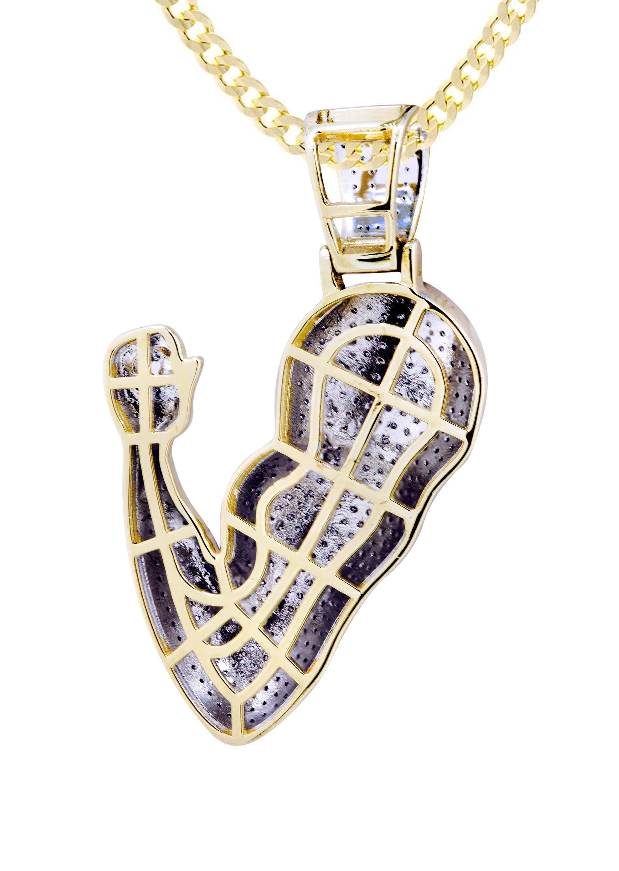 10K Yellow Gold Muscle Arm Diamond Necklace  | 0.97 Carats - Image 3