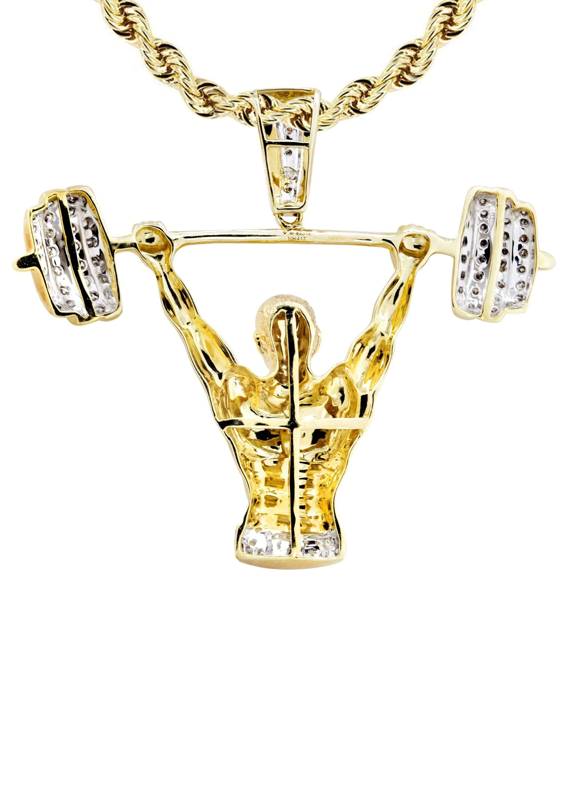 10K Yellow Gold Muscle Man Diamond Necklace  | 0.85 Carats - Image 3