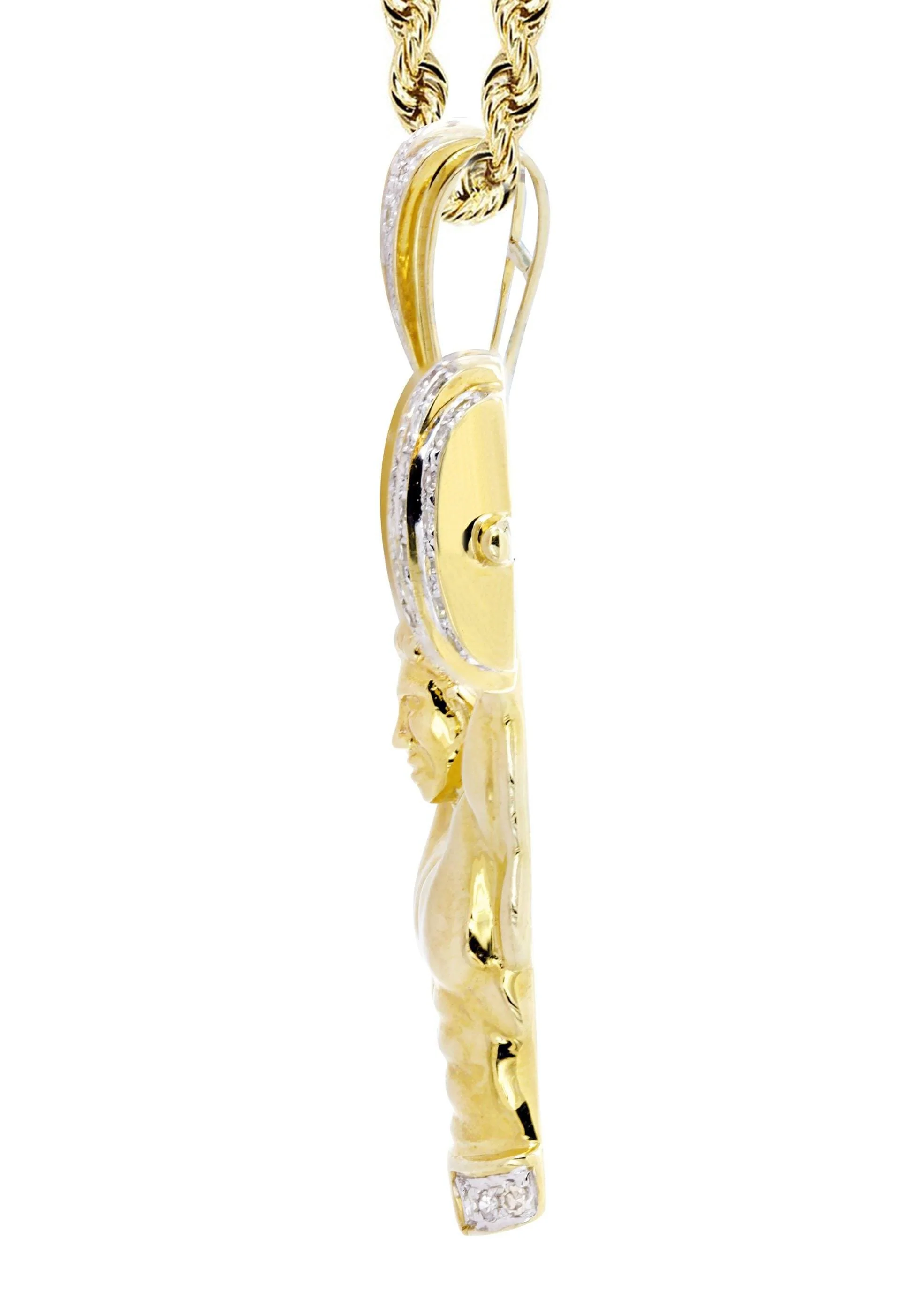10K Yellow Gold Muscle Man Diamond Necklace  | 0.85 Carats - Image 4