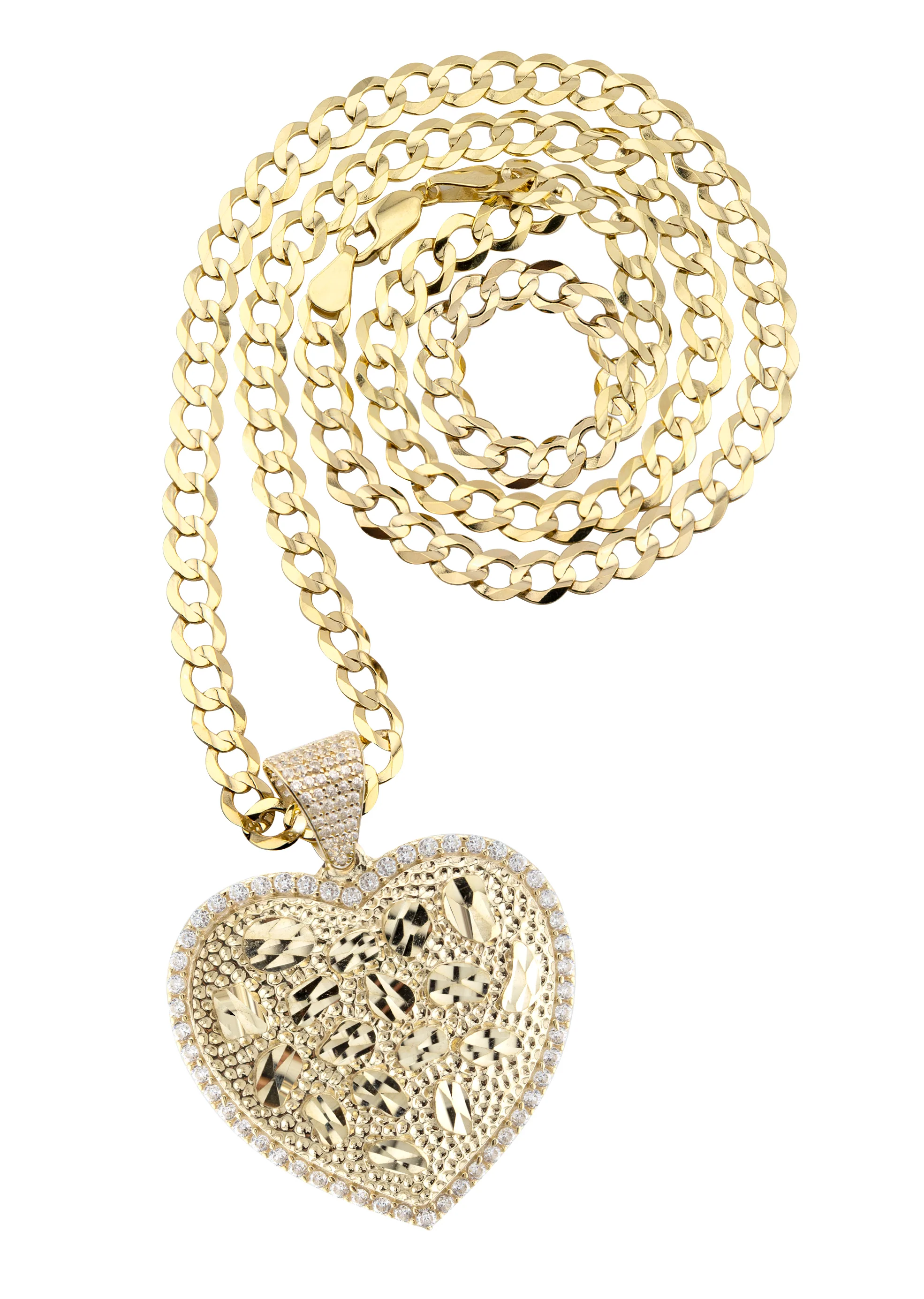 10K Yellow Gold Heart Nugget Necklace | Appx. 4.5 - 18.5 Grams