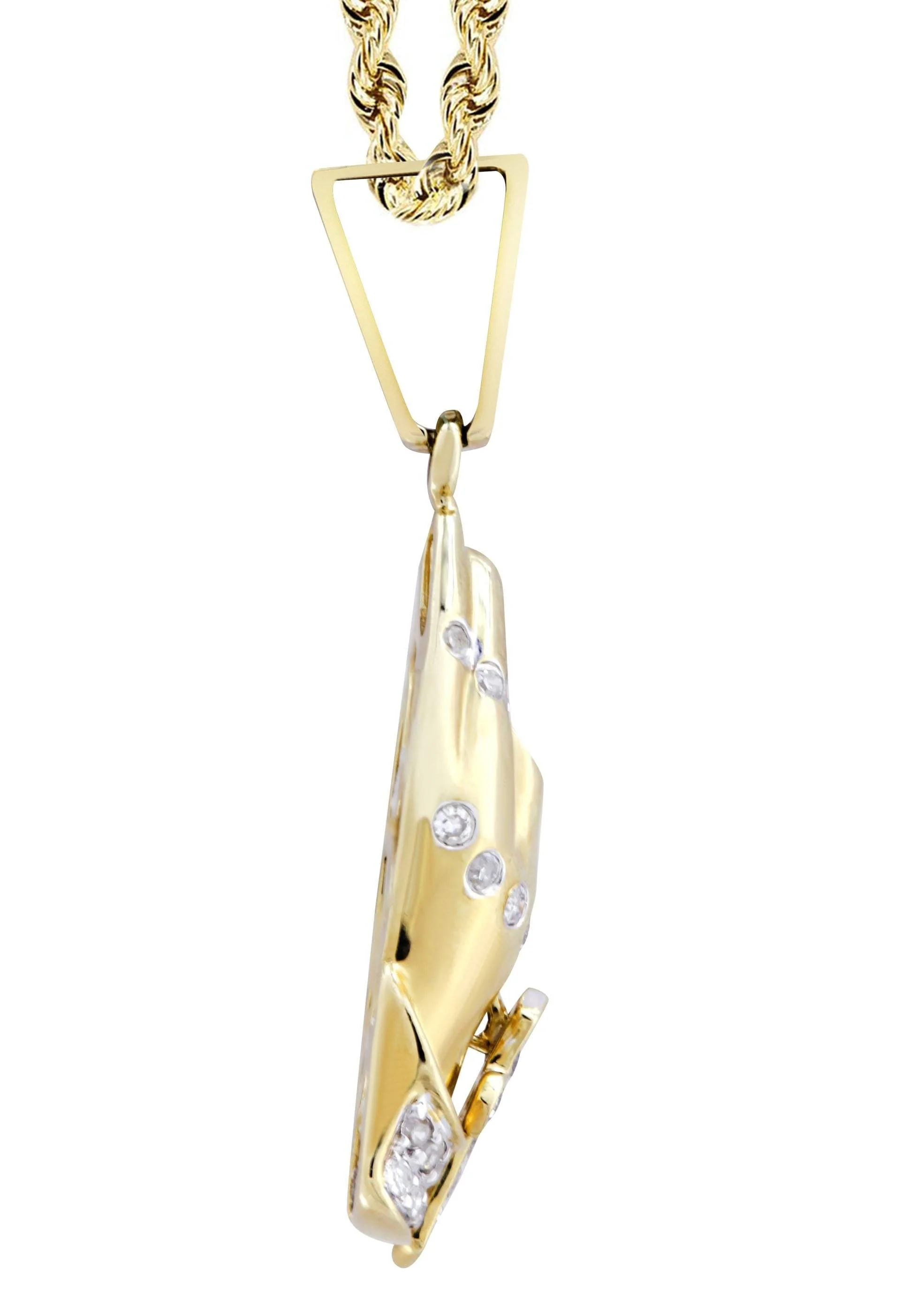 10K Yellow Gold Praying Hands Diamond Necklace  | 0.36 Carats - Image 4