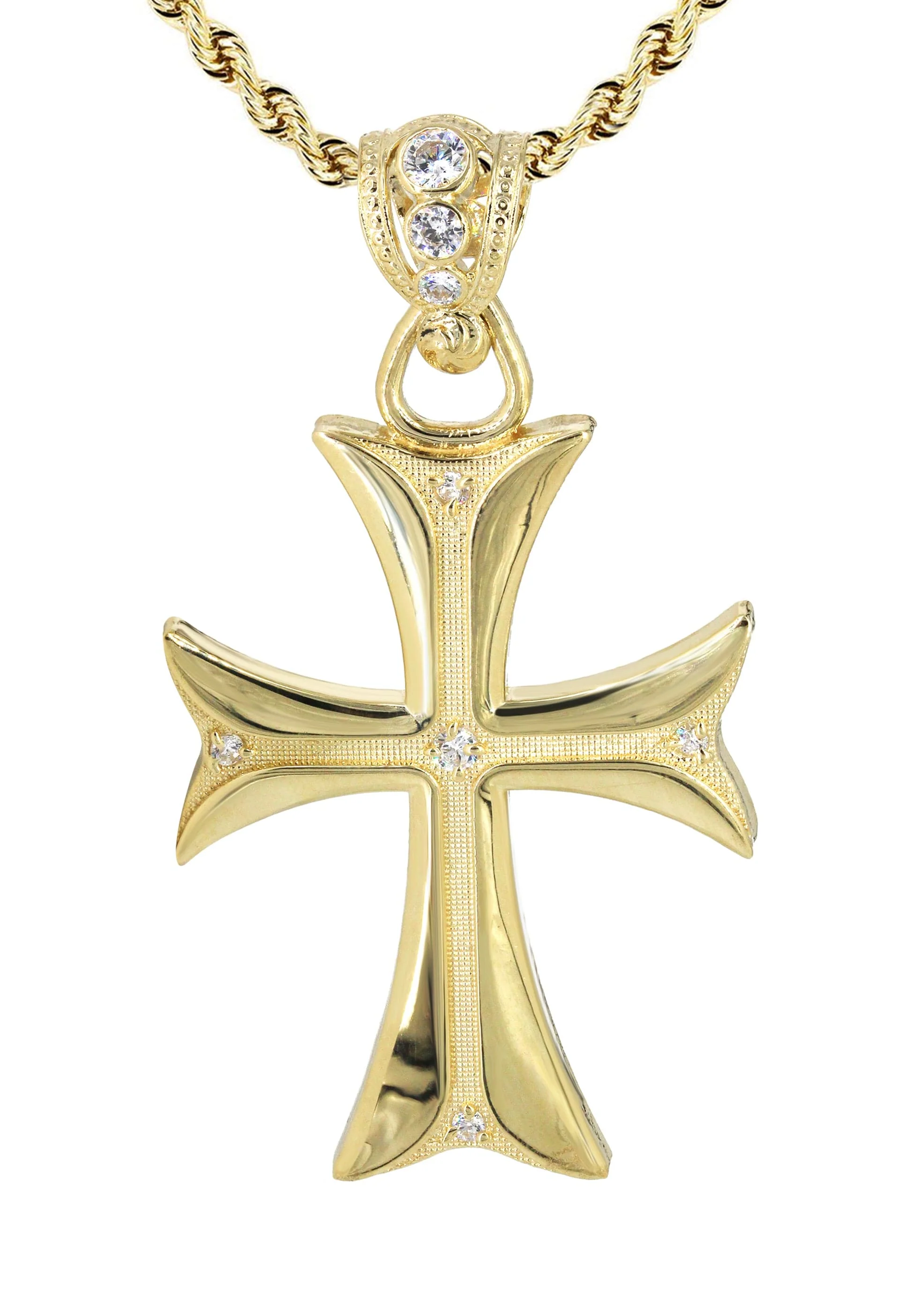 10K Yellow Gold Cross Necklace | Appx. 17.2 Grams - Image 2