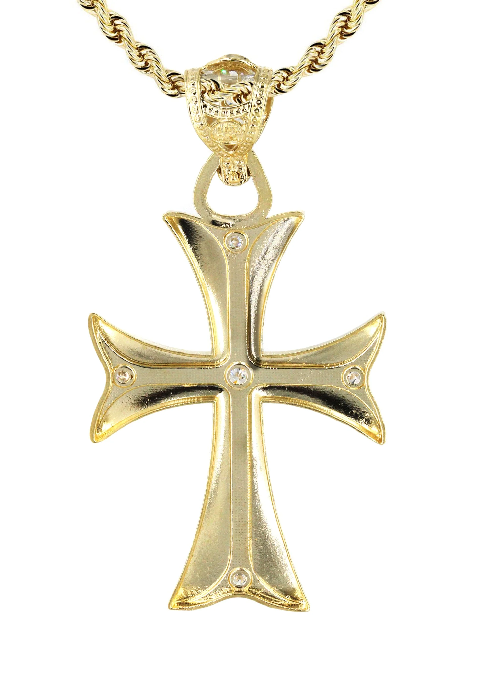 10K Yellow Gold Cross Necklace | Appx. 17.2 Grams - Image 3