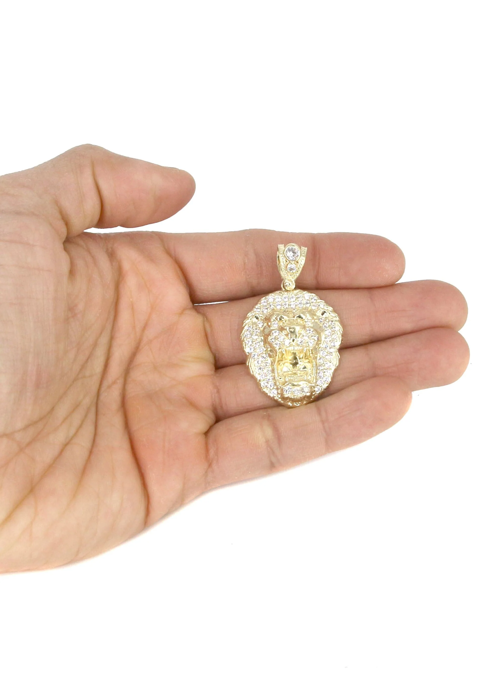 10K Yellow Gold Lion Head Necklace | Appx 16.4 Grams - Image 5
