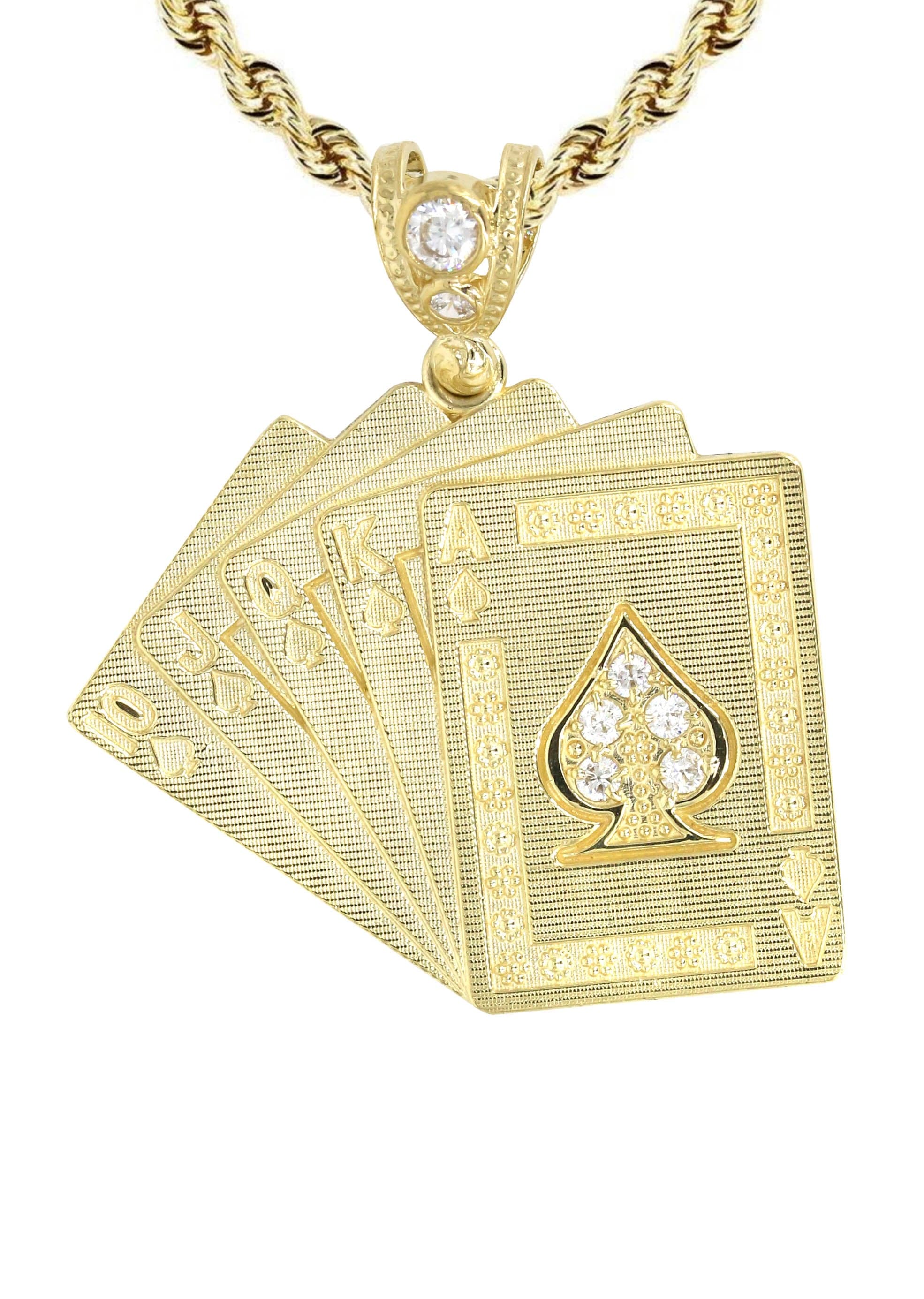 10K Yellow Gold Playing Cards Necklace | Appx. 17.3 Grams - Image 2