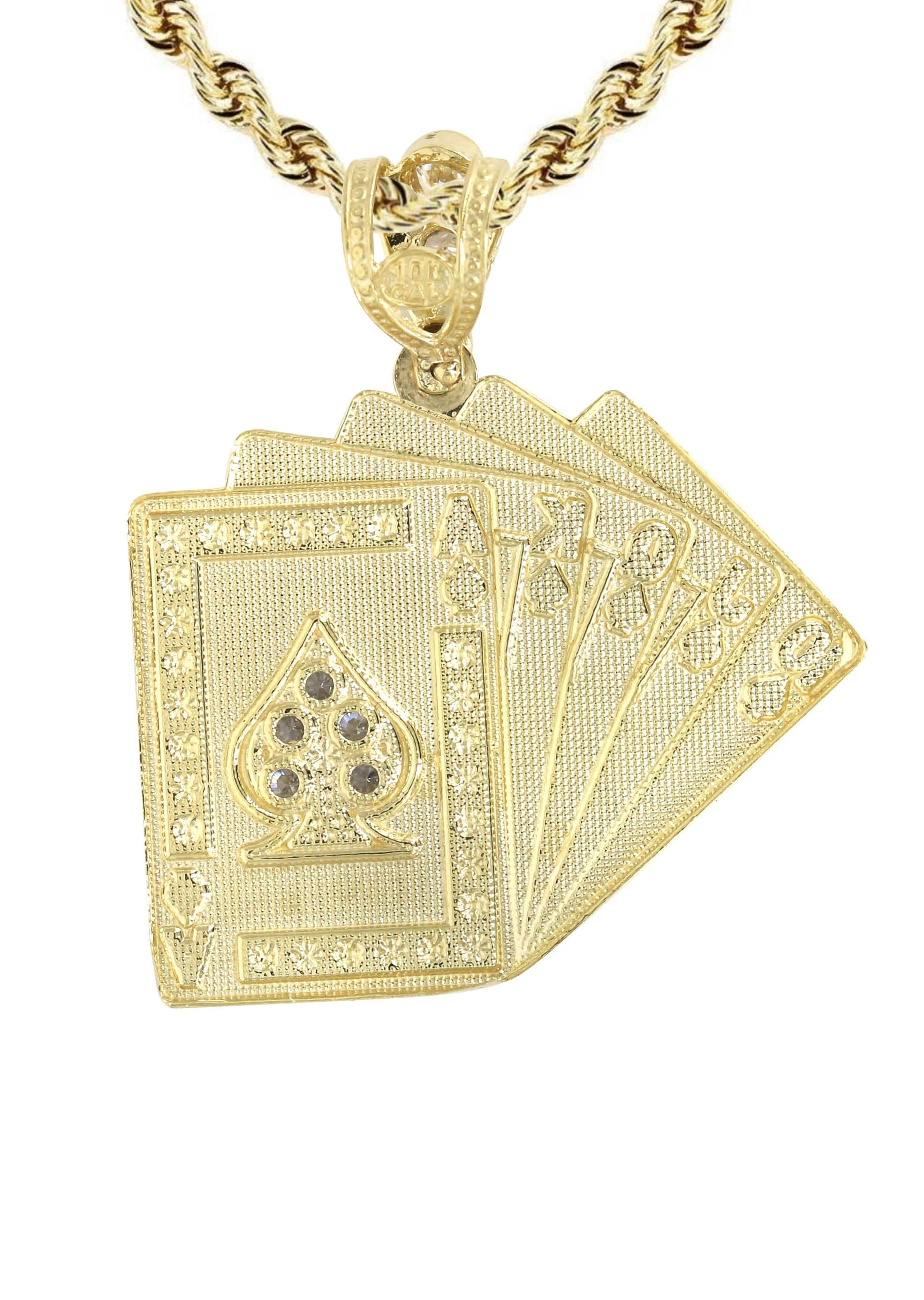 10K Yellow Gold Playing Cards Necklace | Appx. 17.3 Grams - Image 3