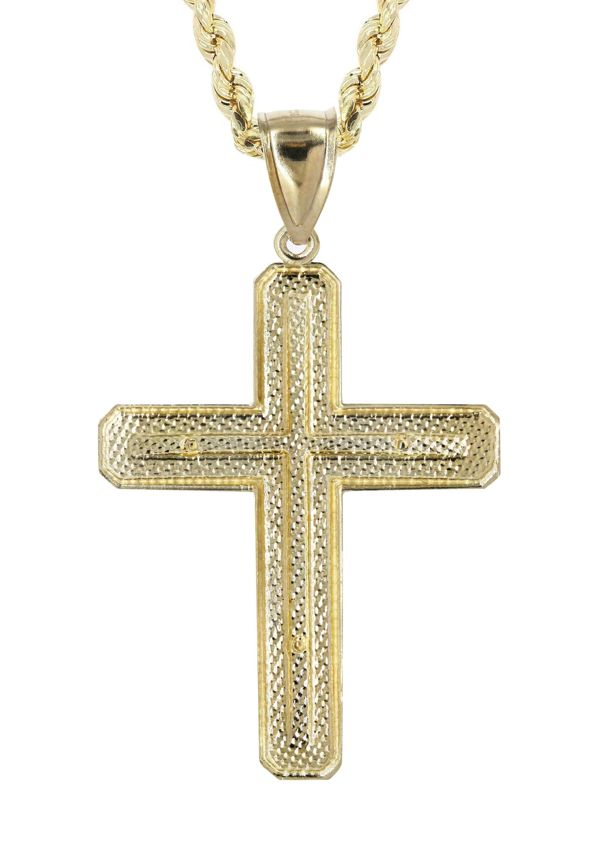 10K Yellow Gold Diamond Cut Cross Necklace | Appx. 13.4 Grams - Image 3