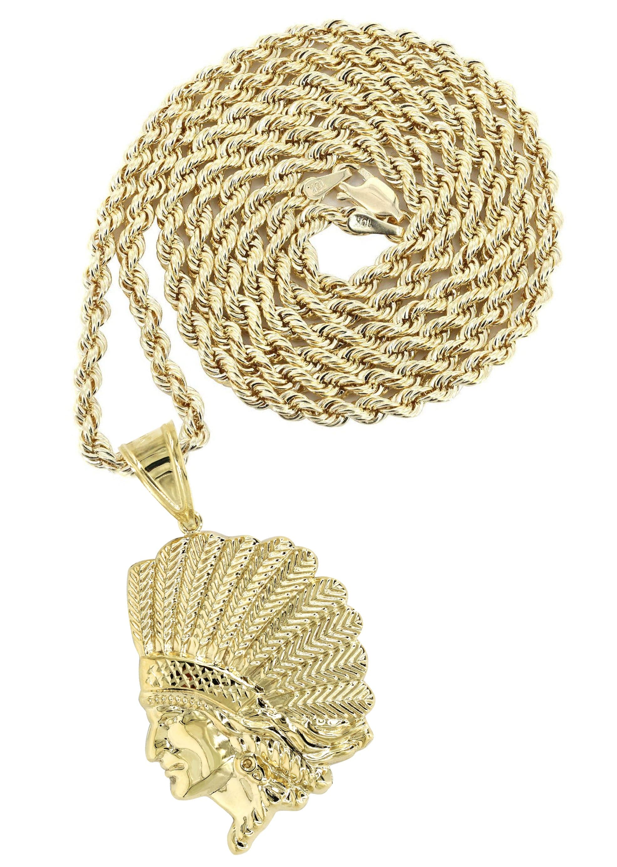10K Yellow Gold Chief Head Necklace | Appx. 17.8 Grams