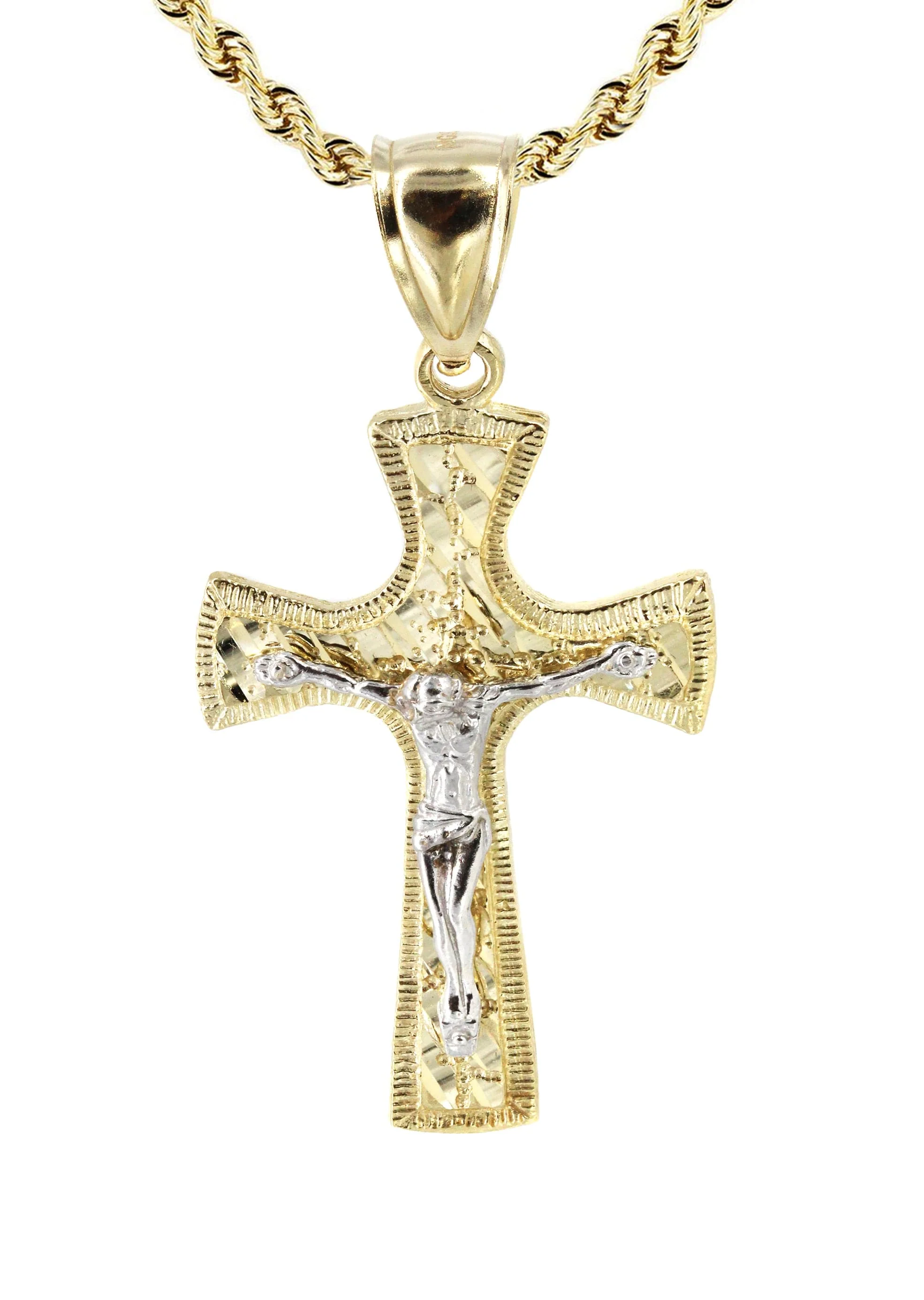 10K Yellow Gold Cross / Crucifix Necklace | Appx. 14.4 Grams - Image 2