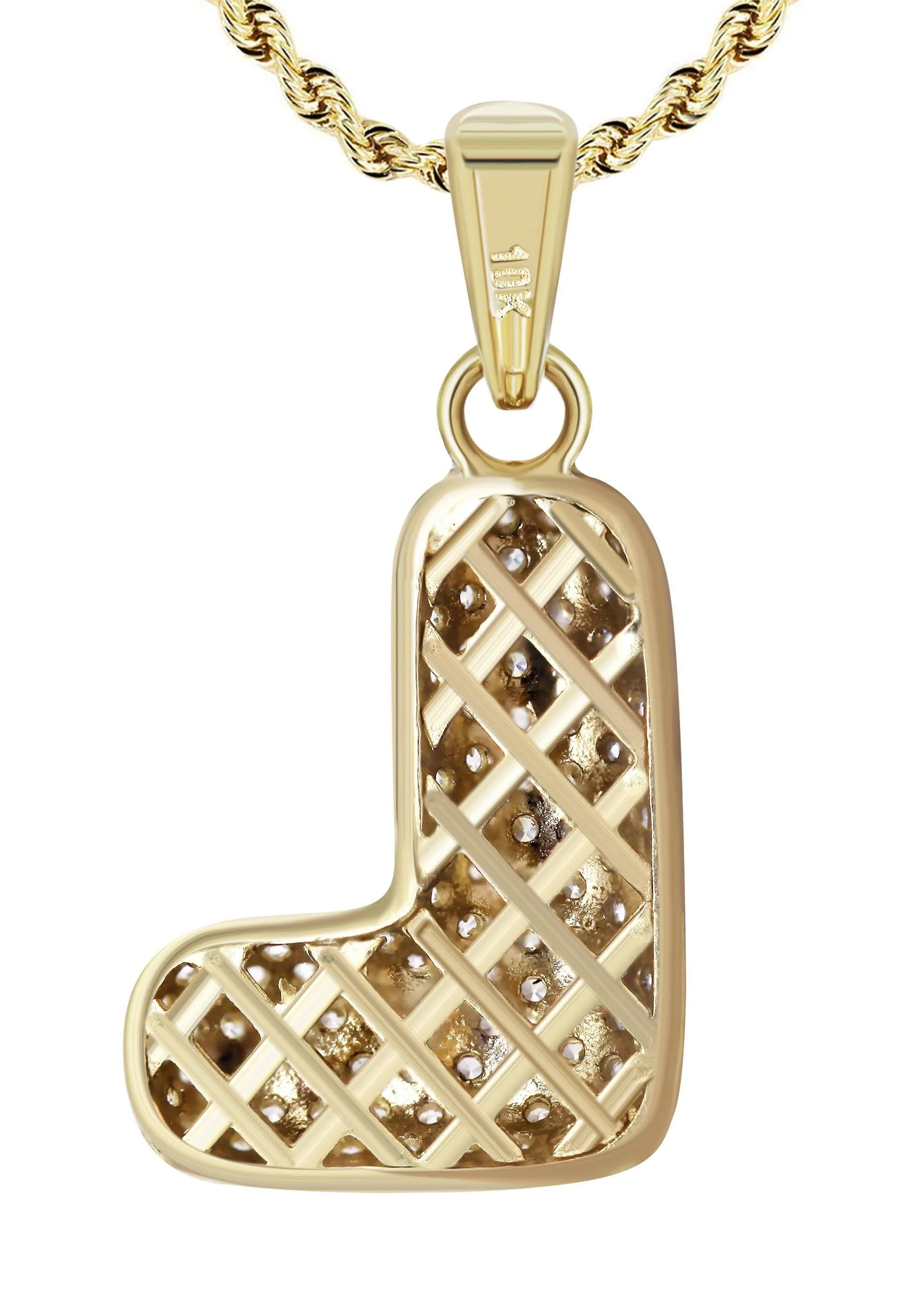 10K Yellow Gold Bubble Letter "L" CZ Necklace | Appx. 12.8 Grams - Image 3