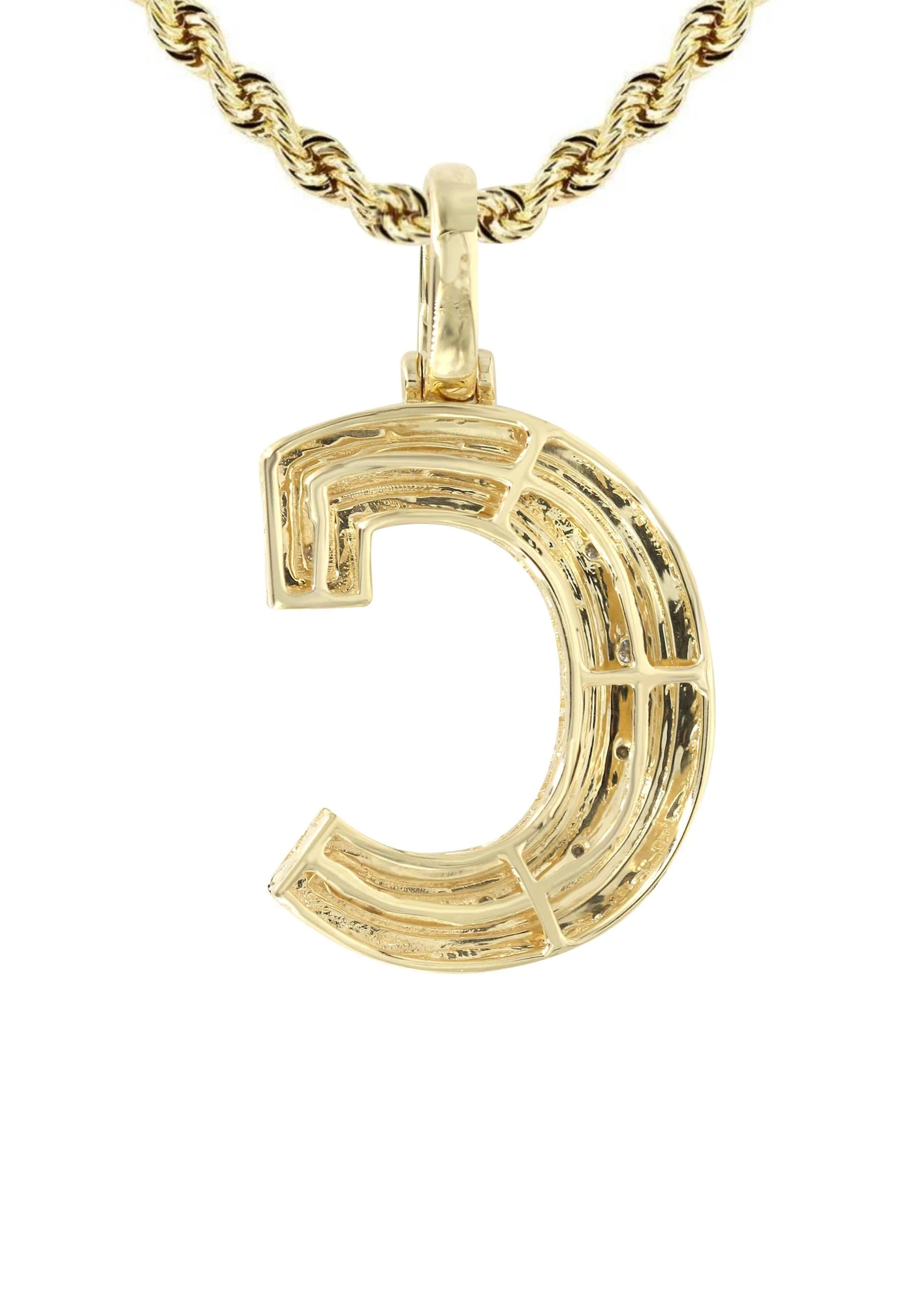 Diamond 10K Yellow Gold Letter "C" Necklace | Appx. 13 Grams - Image 3