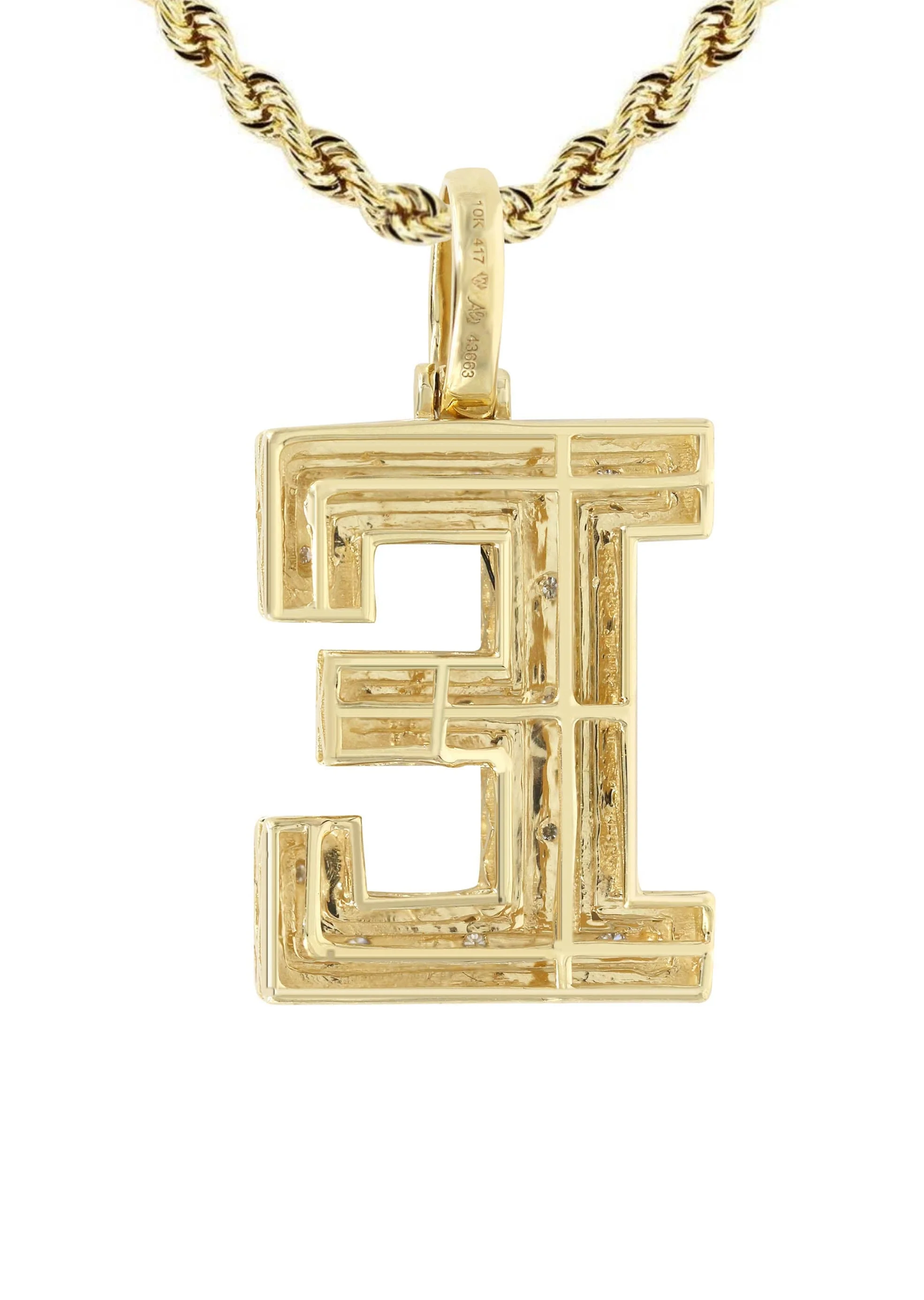 Diamond 10K Yellow Gold Letter "E" Necklace | Appx. 13.9 Grams - Image 3