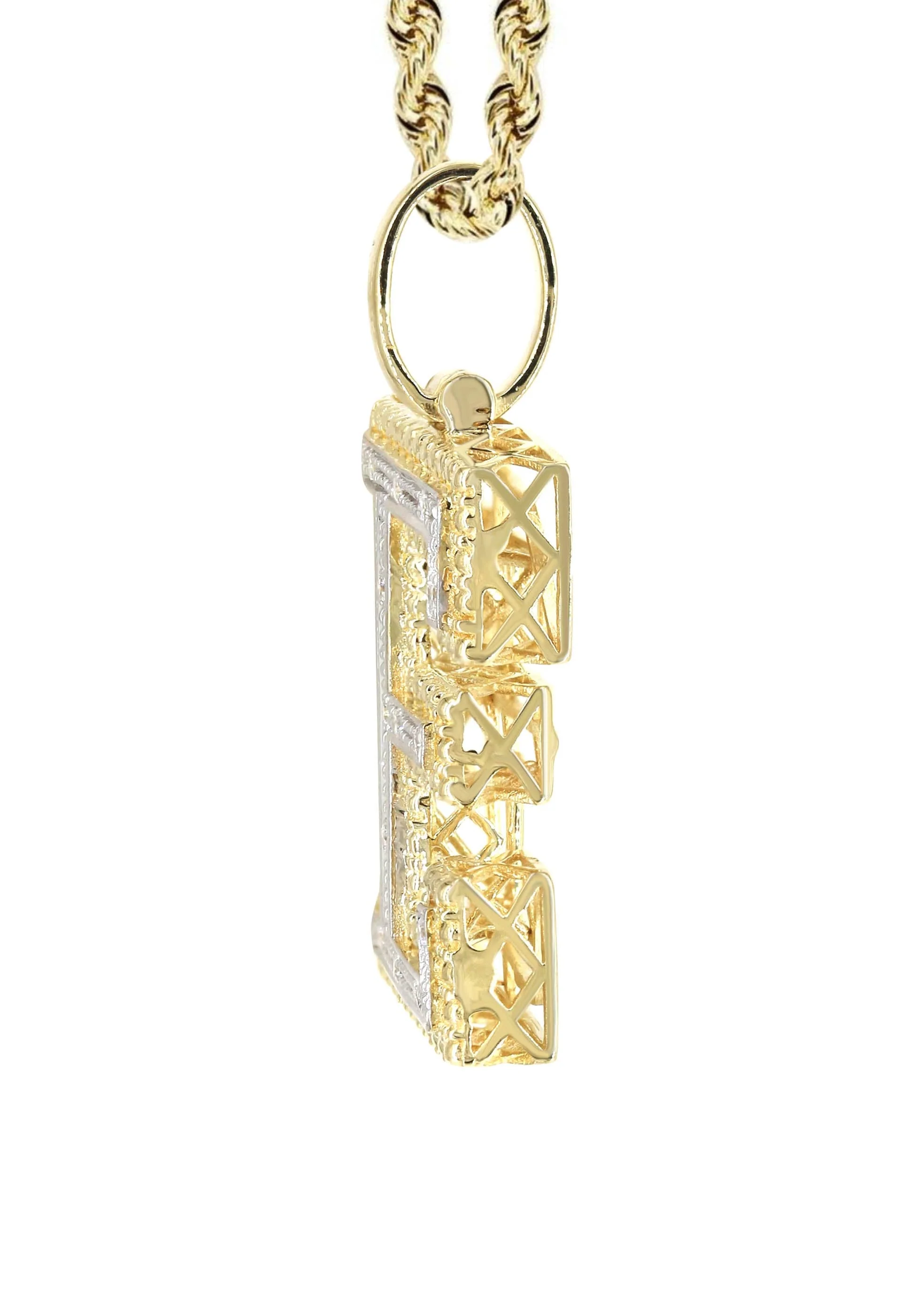Diamond 10K Yellow Gold Letter "E" Necklace | Appx. 13.9 Grams - Image 4