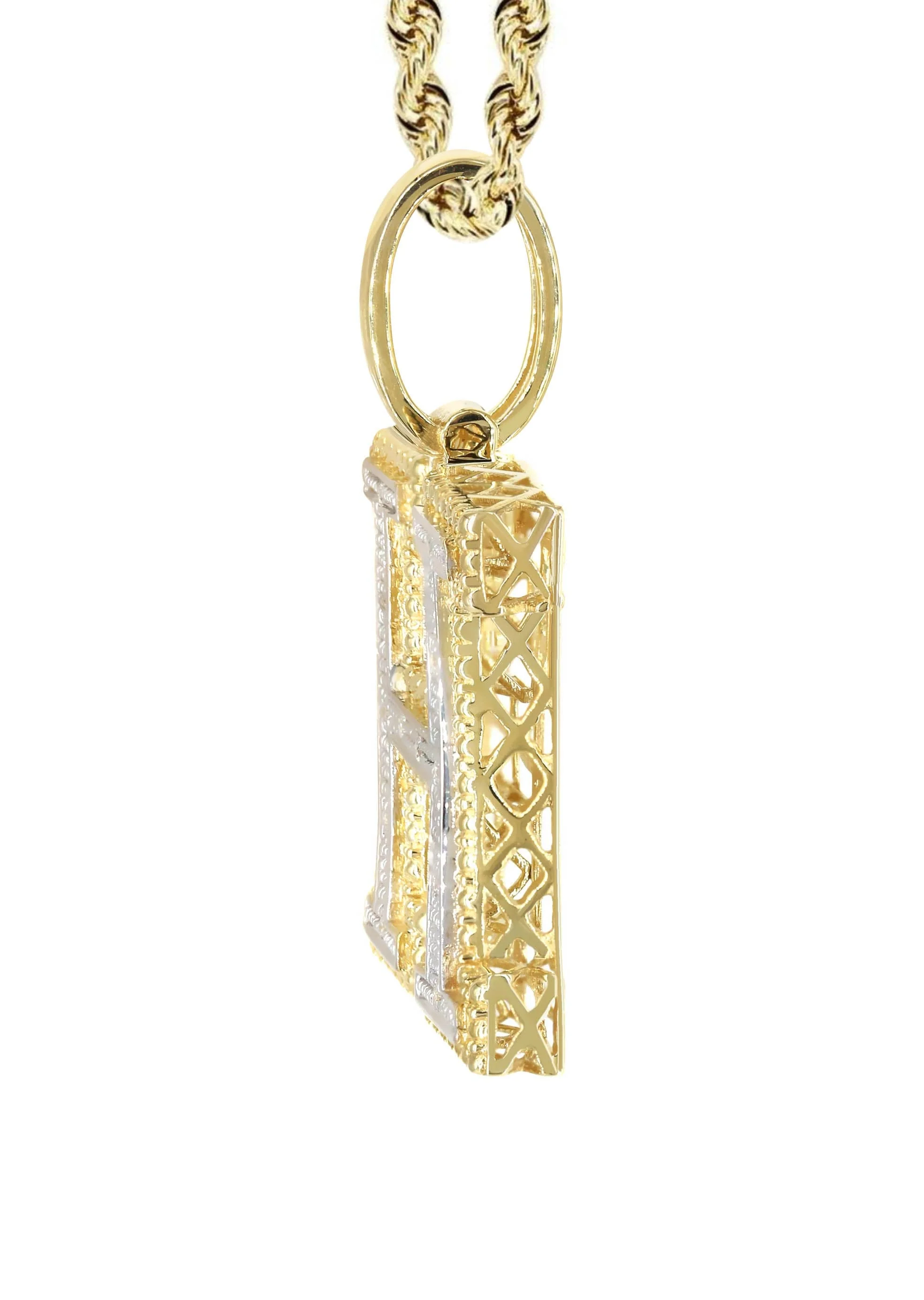 Diamond 10K Yellow Gold Letter "H" Necklace | Appx. 14.8 Grams - Image 4