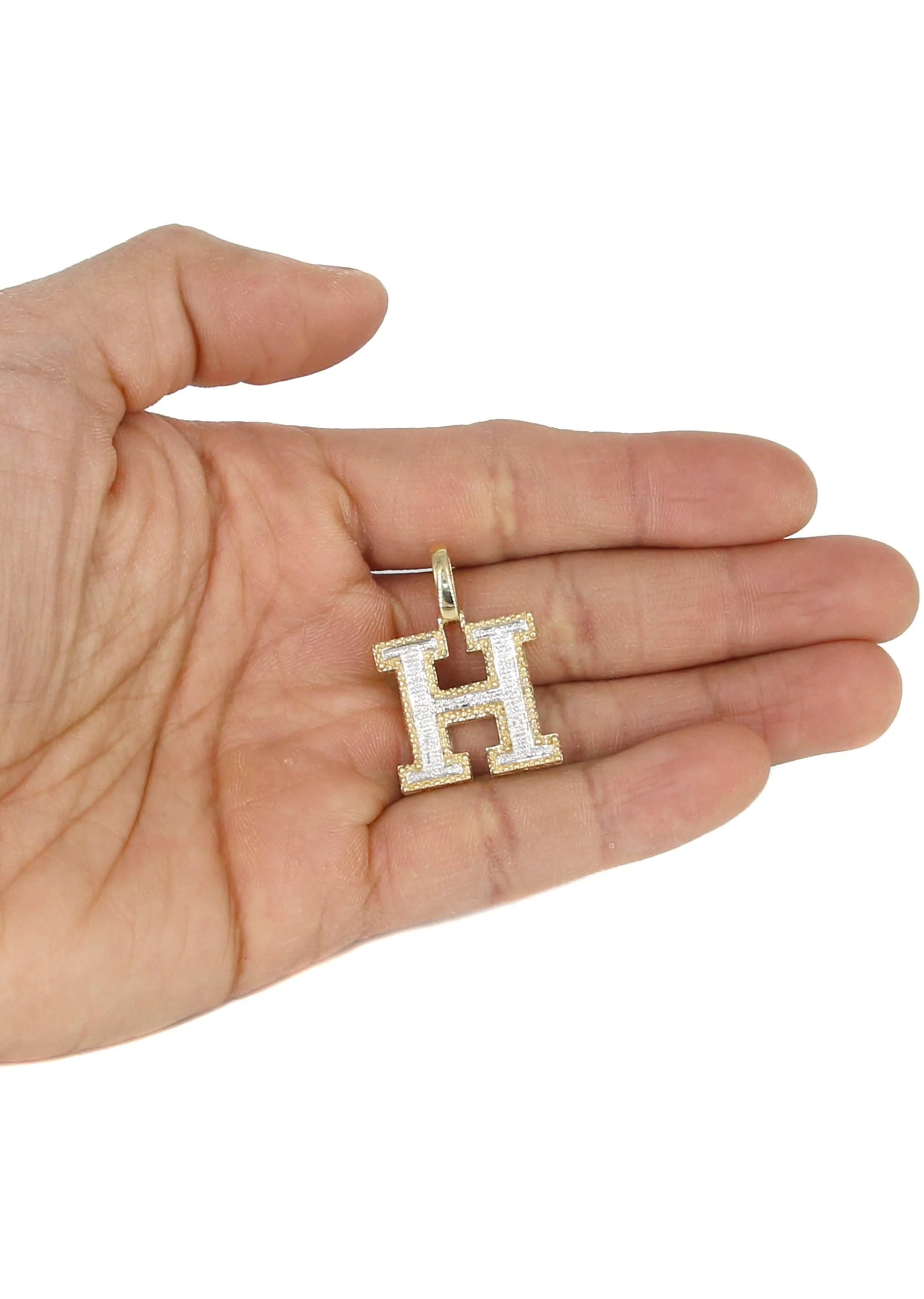 Diamond 10K Yellow Gold Letter "H" Necklace | Appx. 14.8 Grams - Image 5
