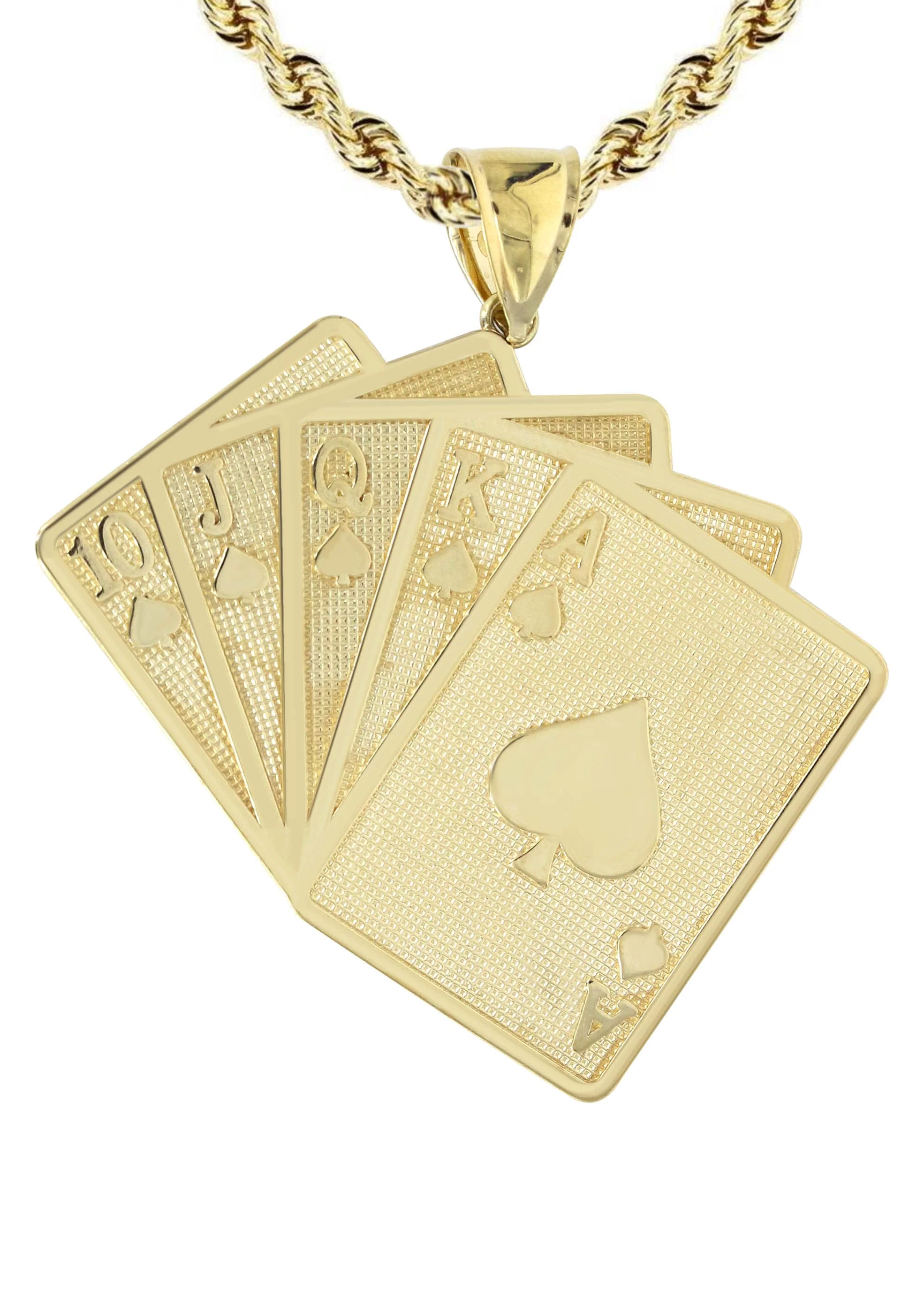 10K Yellow Gold Playing Cards Necklace | Appx. 24.7 Grams - Image 2