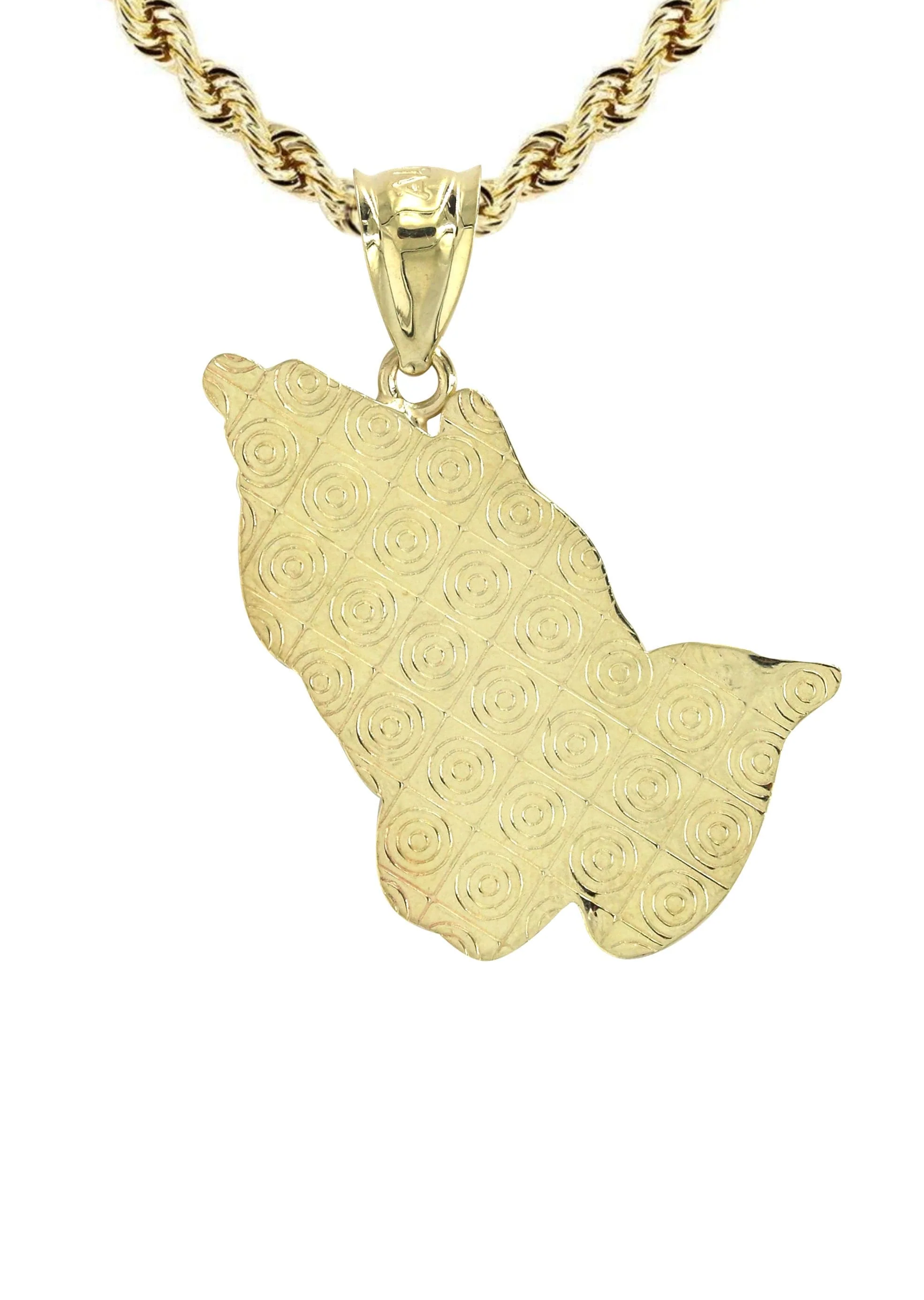 10K Yellow Gold Praying Hands Necklace | Appx. 12.6 Grams - Image 3