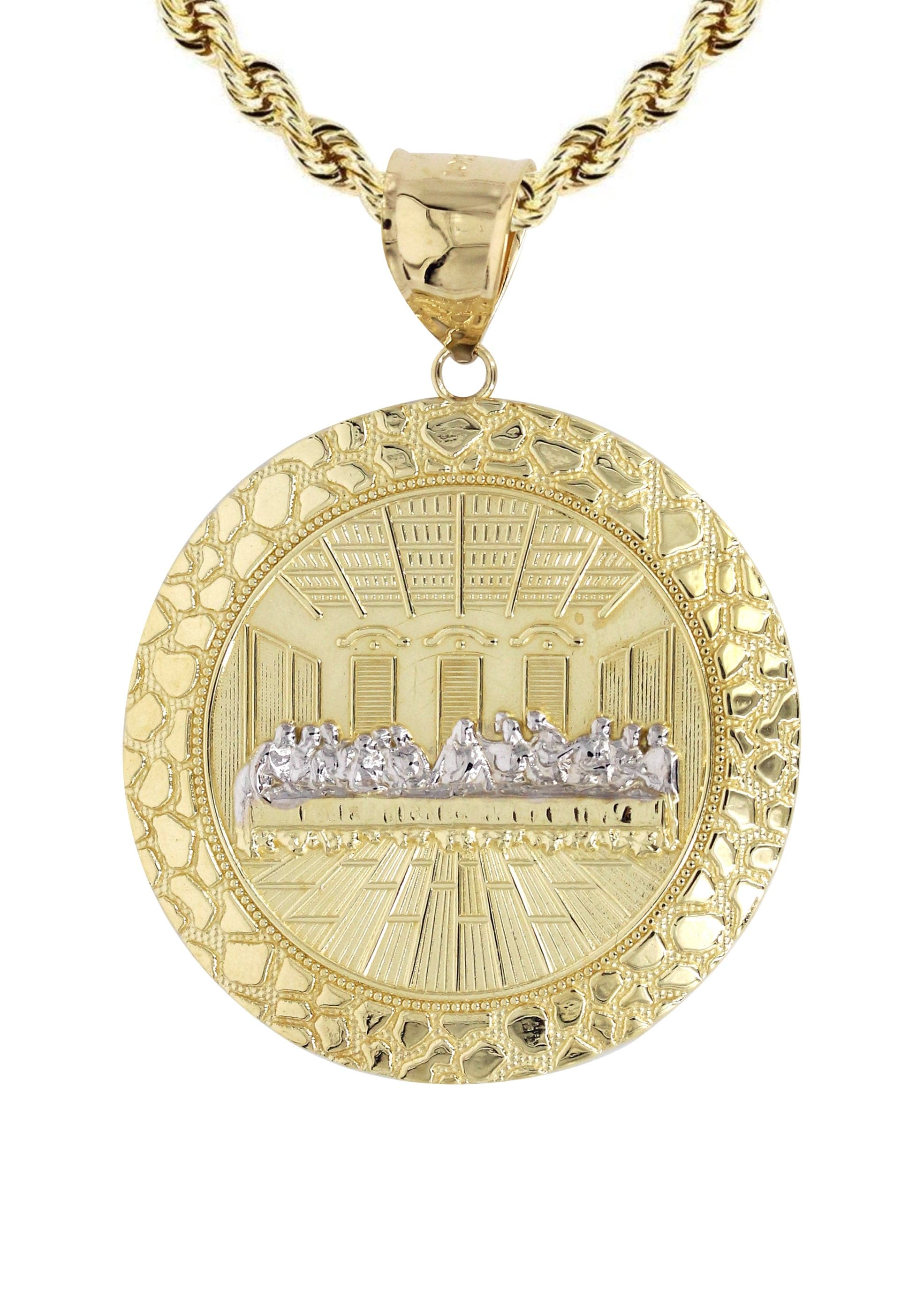 10K Yellow Gold Round Last Supper Necklace | Appx 17.8 Grams - Image 2