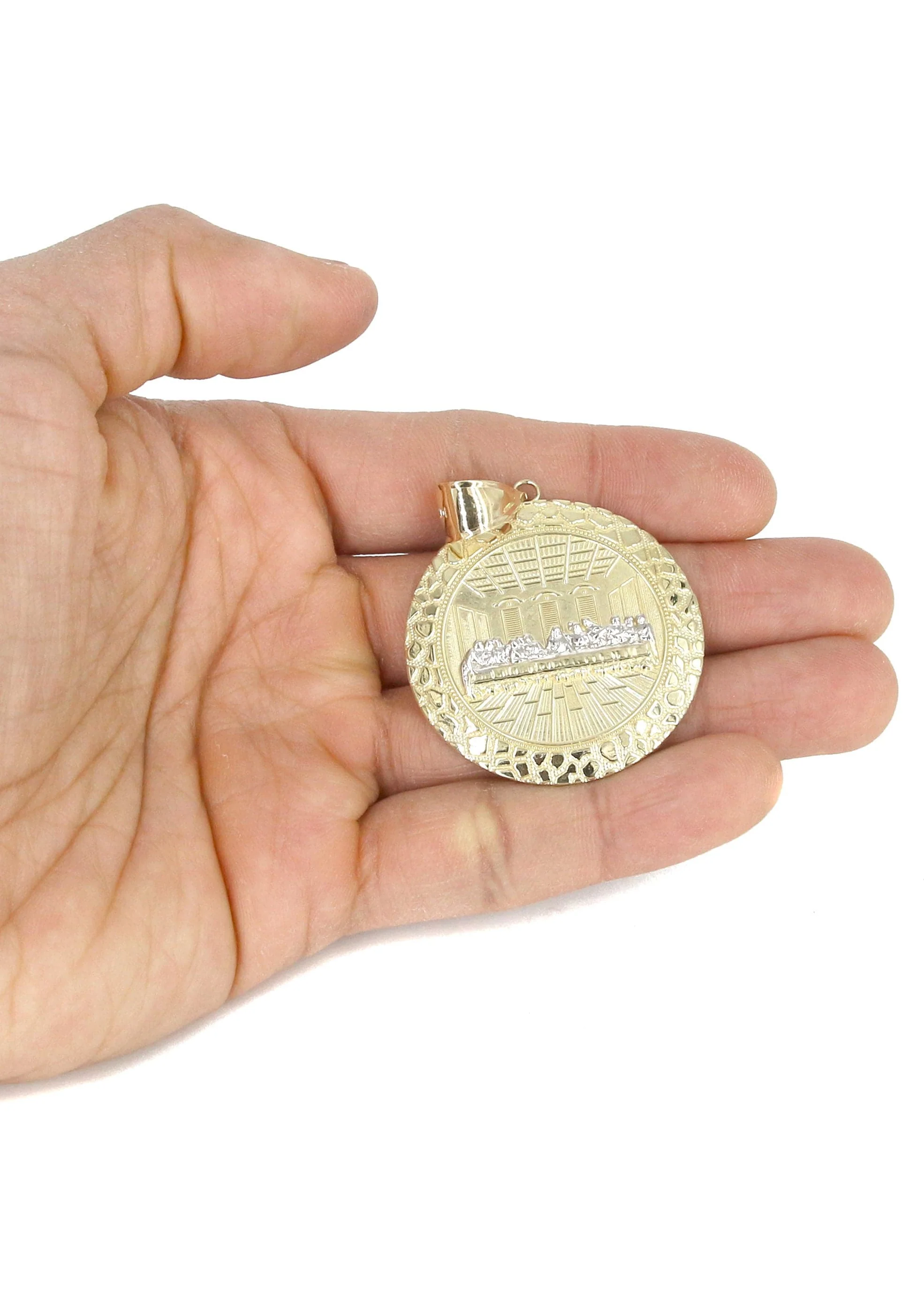 10K Yellow Gold Round Last Supper Necklace | Appx 17.8 Grams - Image 5