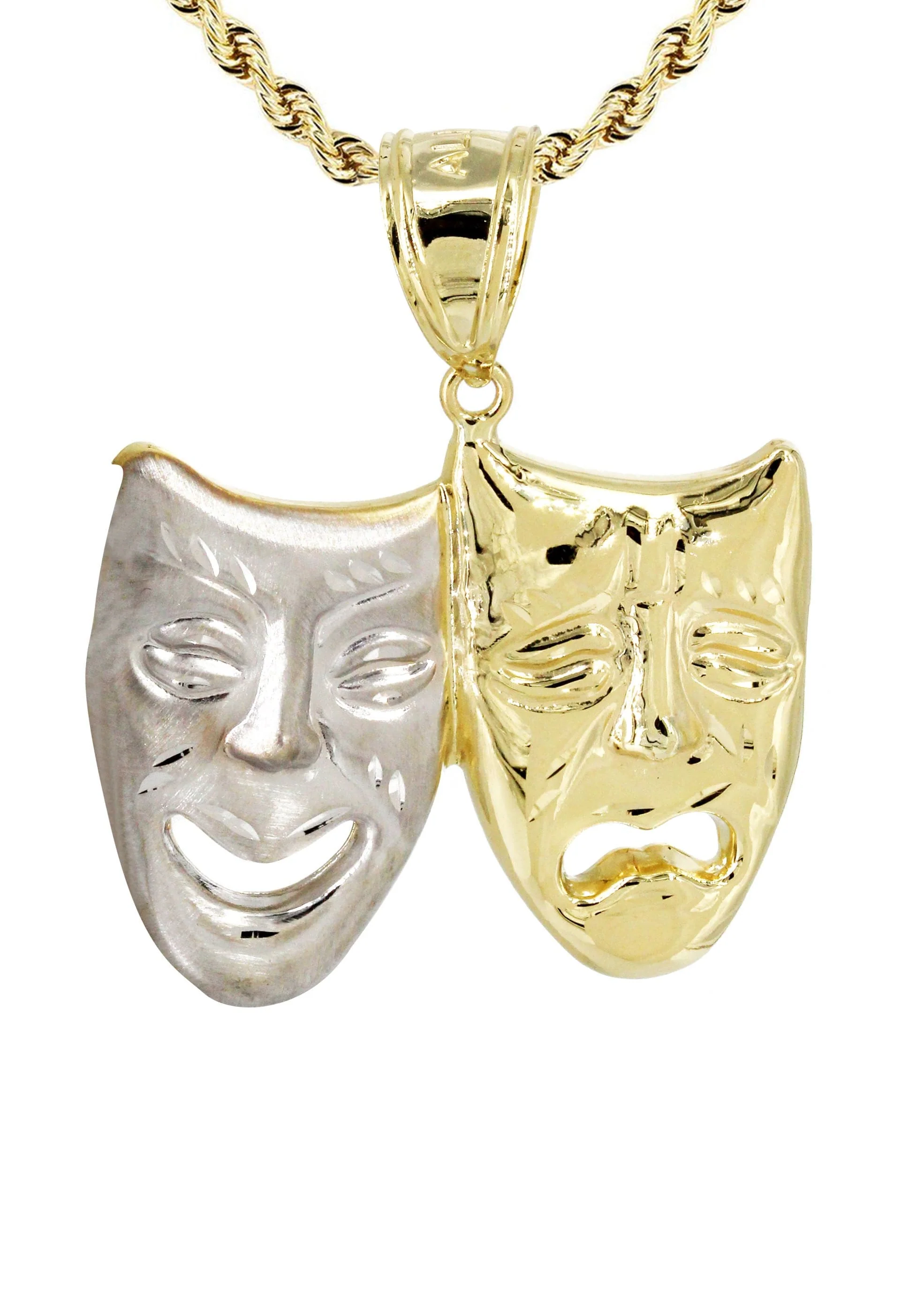 10K Yellow Gold Theater Masks Necklace | Appx. 15.8 Grams - Image 2