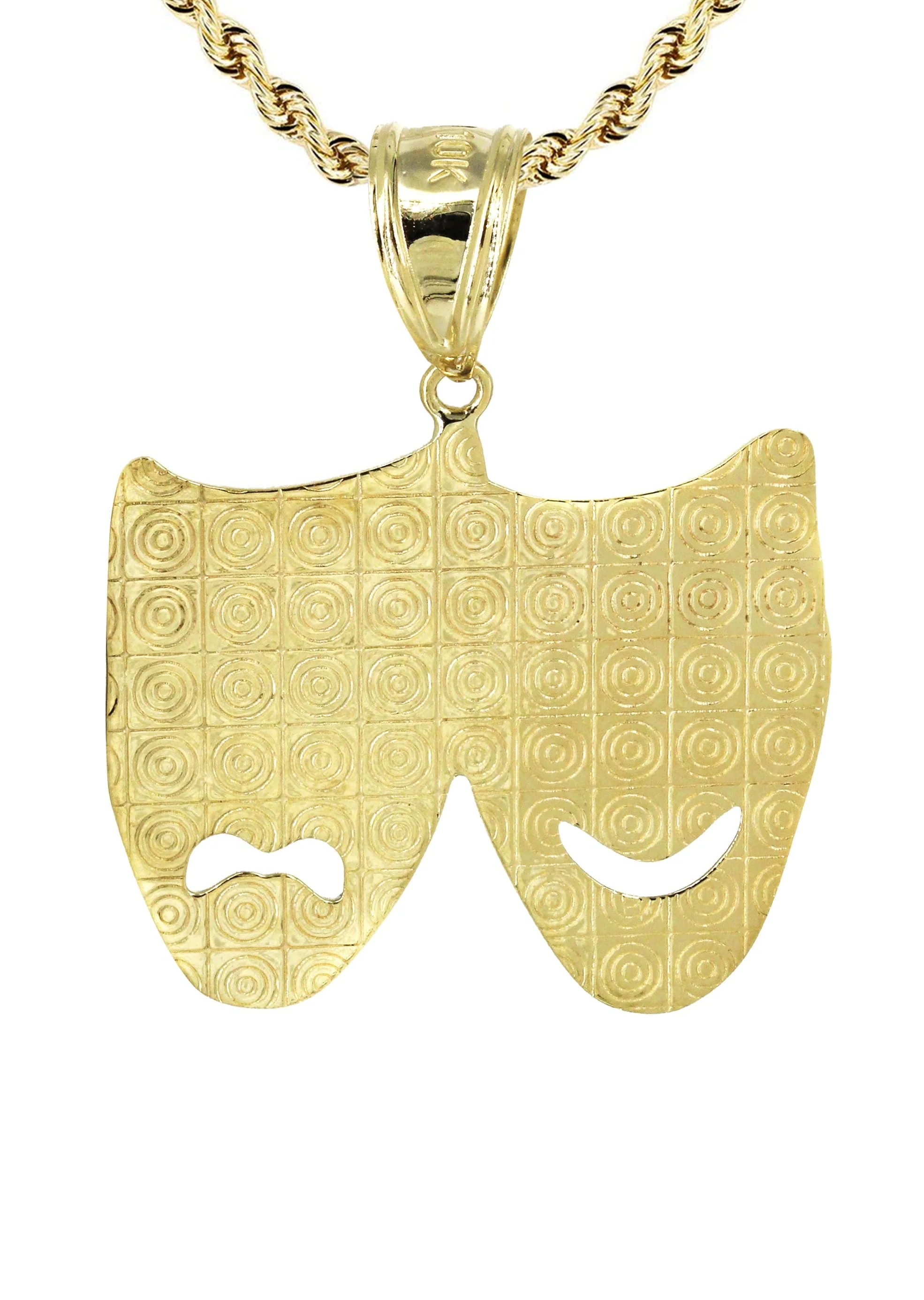 10K Yellow Gold Theater Masks Necklace | Appx. 15.8 Grams - Image 3