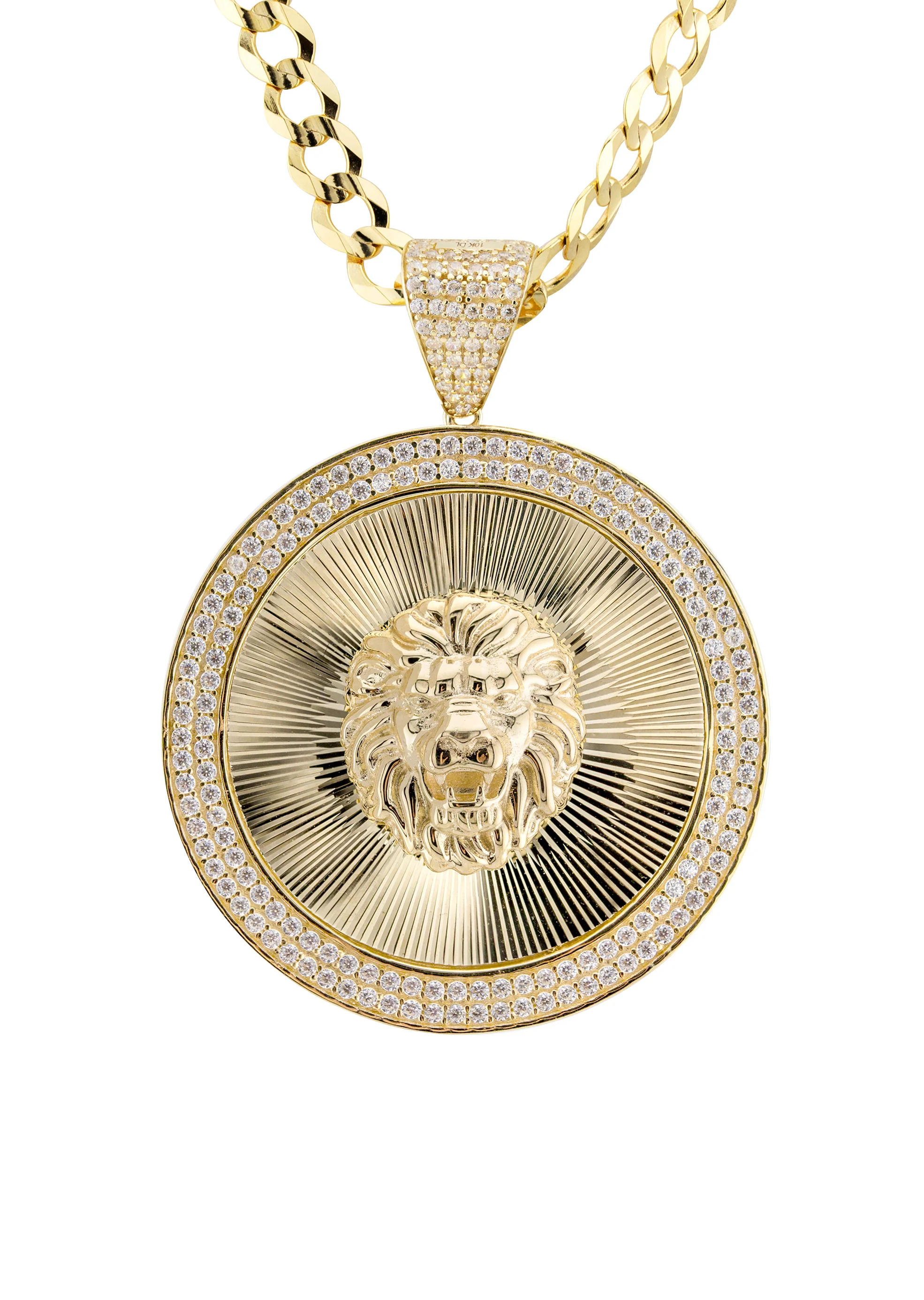 10K Yellow Gold Round Lion Head Necklace | Appx. 7.6 - 21.6 Grams - Image 3