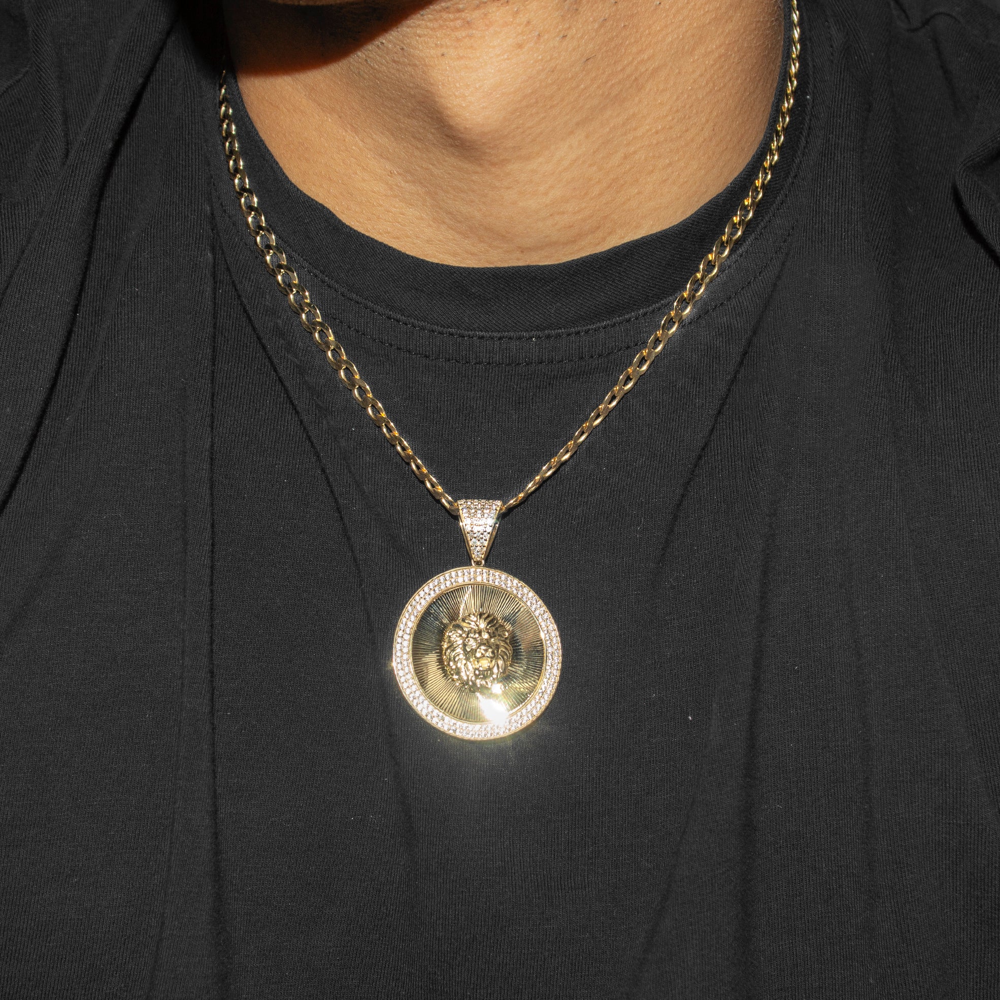 10K Yellow Gold Round Lion Head Necklace | Appx. 7.6 - 21.6 Grams - Image 5