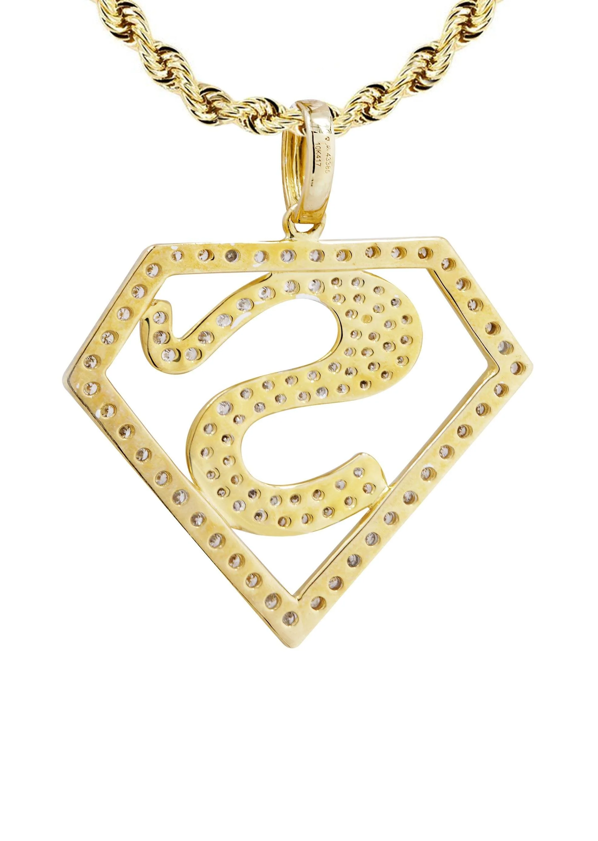 10K Yellow Gold Superman Diamond Necklace  | 0.75 Carats - Image 3